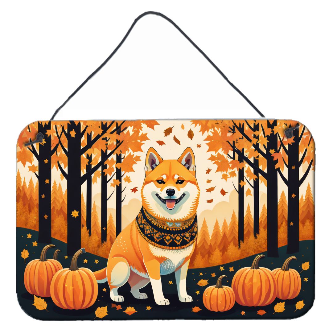 NEW Shiba Inu Fall Wall or Door Hanging Prints Aluminum Metal Sign Kitchen Wall Bar Bathroom Plaque Home Decor, 8HX12W, Multicol