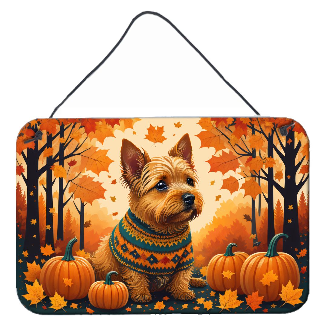 NEW Norwich Terrier Fall Wall or Door Hanging Prints Aluminum Metal Sign Kitchen Wall Bar Bathroom Plaque Home Decor, 8HX12W, Mu