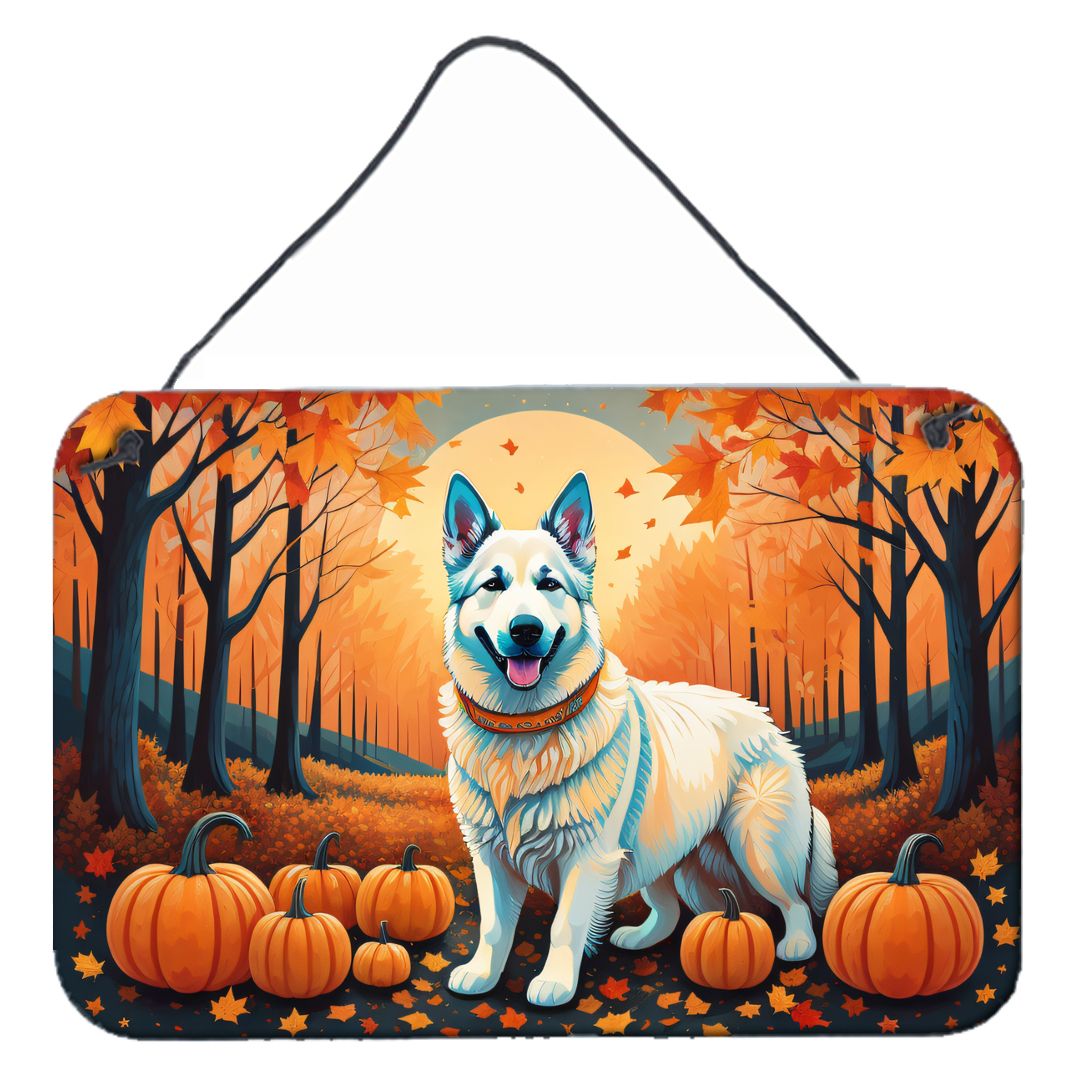 NEW White German Shepherd Fall Wall or Door Hanging Prints Aluminum Metal Sign Kitchen Wall Bar Bathroom Plaque Home Decor, 8HX1