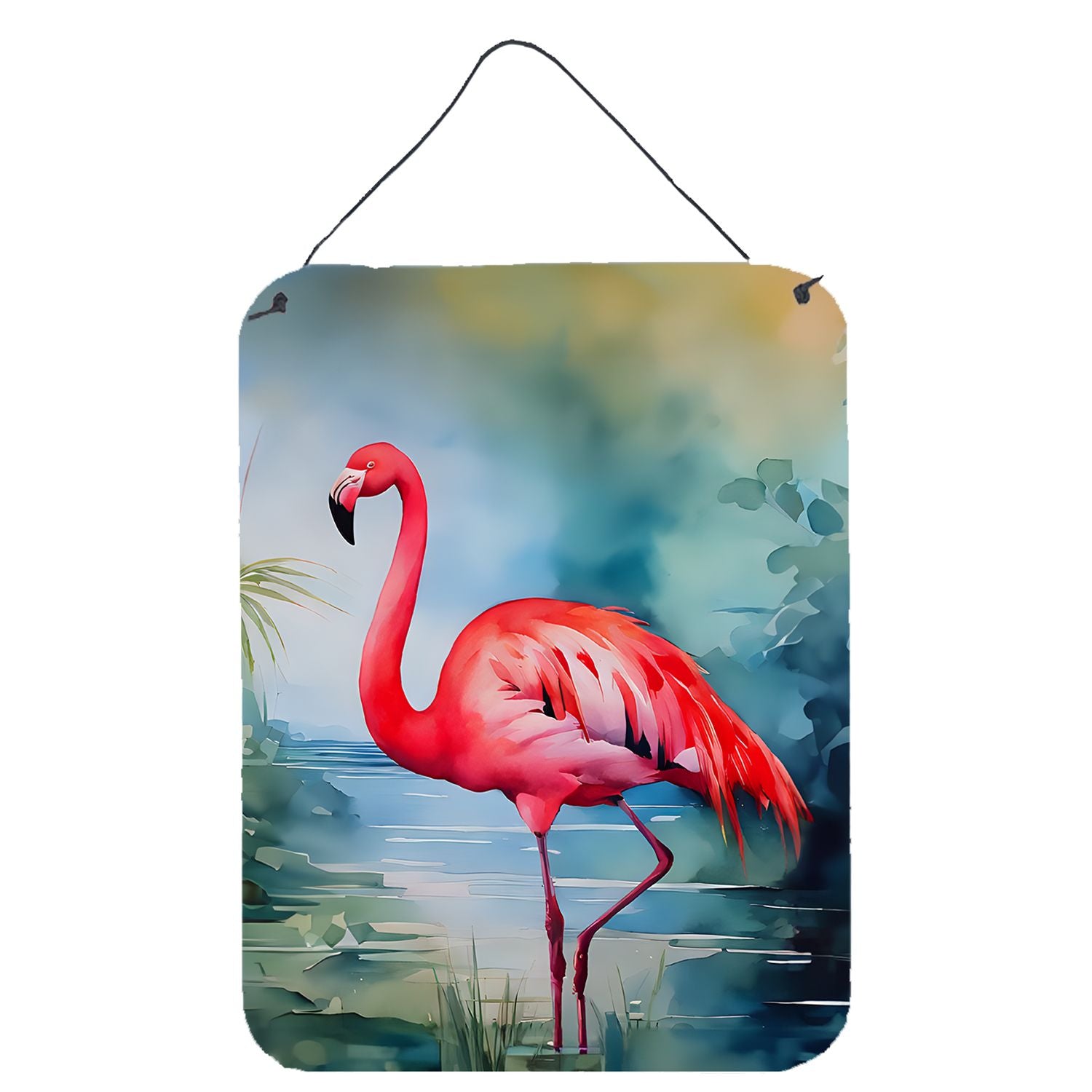 NEW Flamingo Wall or Door Hanging Prints Aluminum Metal Sign Kitchen Wall Bar Bathroom Plaque Home Decor Front Door Plaque, 12x1