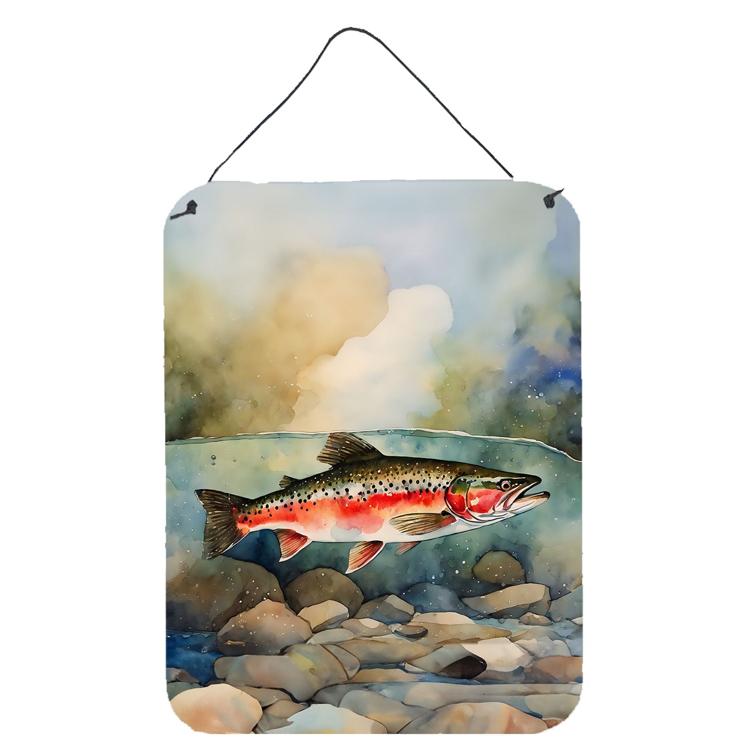 NEW Trout Wall or Door Hanging Prints Aluminum Metal Sign Kitchen Wall Bar Bathroom Plaque Home Decor Front Door Plaque, 12x16, 
