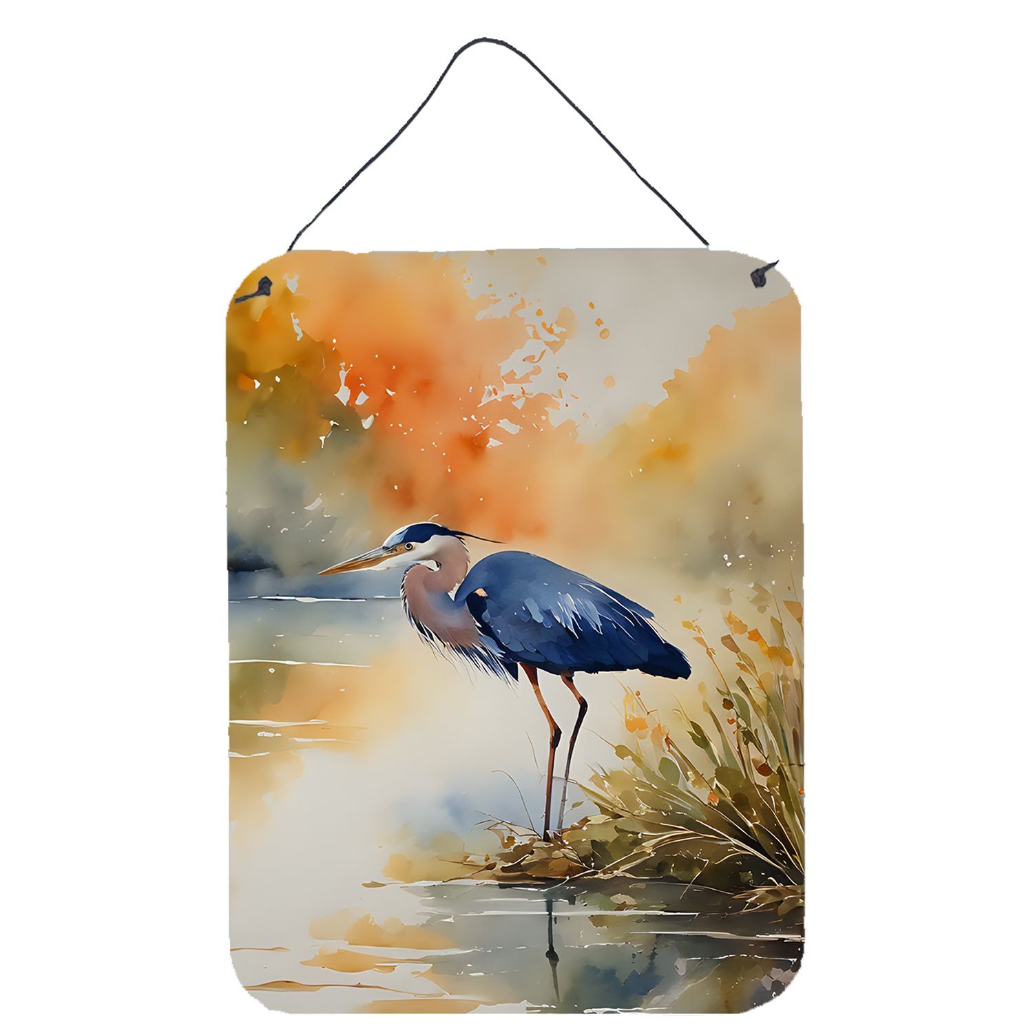 NEW Blue Heron Wall or Door Hanging Prints Aluminum Metal Sign Kitchen Wall Bar Bathroom Plaque Home Decor Front Door Plaque, 12
