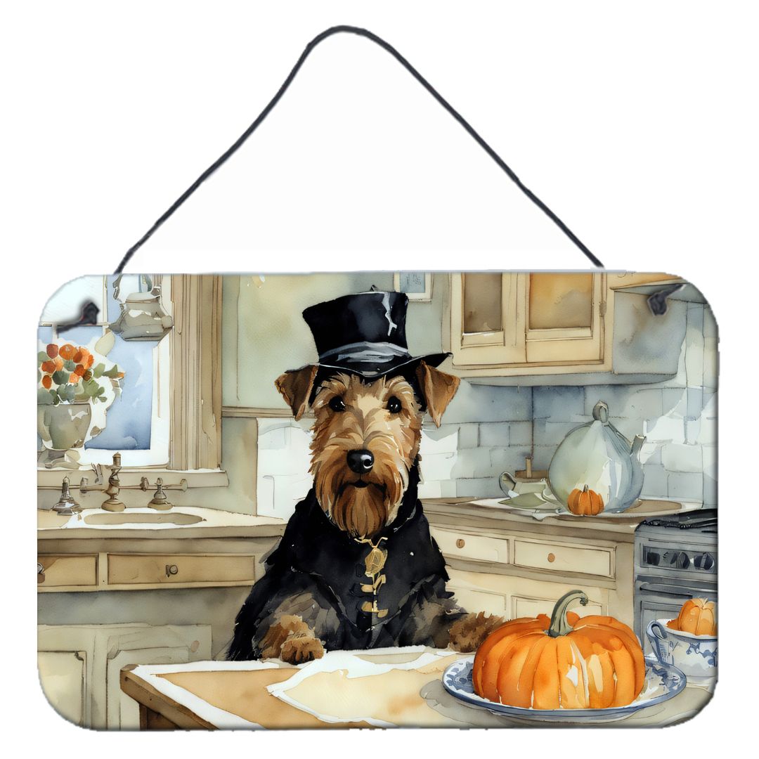 NEW Airedale Terrier Fall Kitchen Pumpkins Wall or Door Hanging Prints Aluminum Metal Sign Kitchen Wall Bar Bathroom Plaque Home