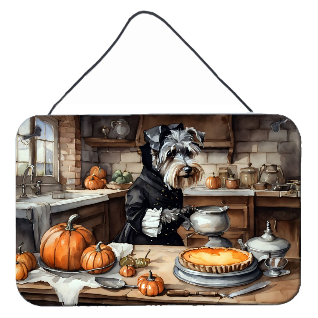 NEW Schnauzer Fall Kitchen Pumpkins Wall or Door Hanging Prints Aluminum Metal Sign Kitchen Wall Bar Bathroom Plaque Home Decor,