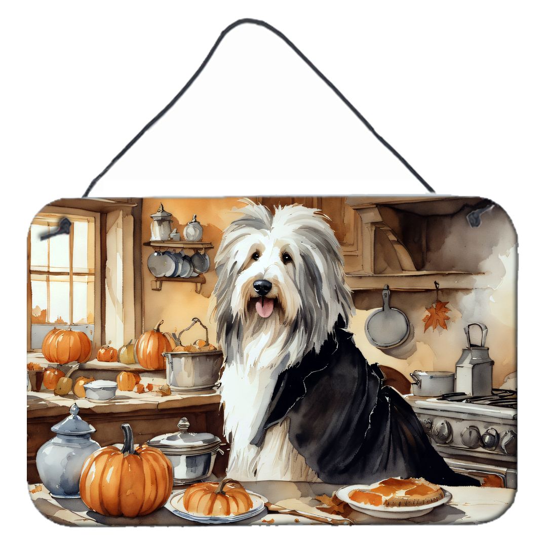NEW Bearded Collie Fall Kitchen Pumpkins Wall or Door Hanging Prints Aluminum Metal Sign Kitchen Wall Bar Bathroom Plaque Home D