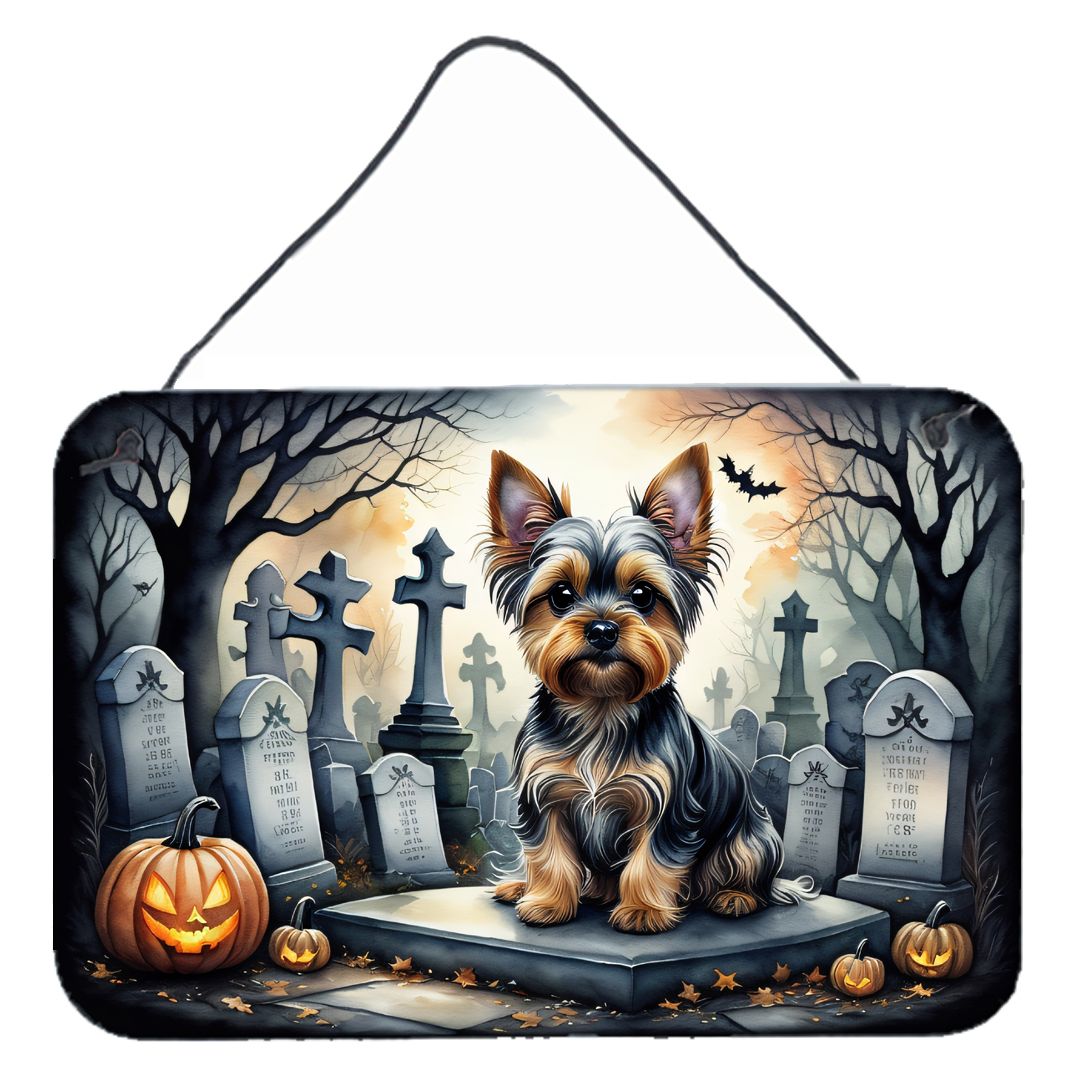 NEW Yorkshire Terrier Spooky Halloween Wall or Door Hanging Prints Aluminum Metal Sign Kitchen Wall Bar Bathroom Plaque Home Dec
