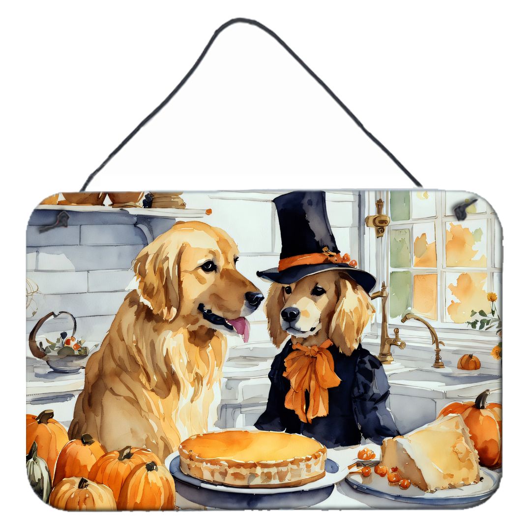 NEW Golden Retriever Fall Kitchen Pumpkins Wall or Door Hanging Prints Aluminum Metal Sign Kitchen Wall Bar Bathroom Plaque Home