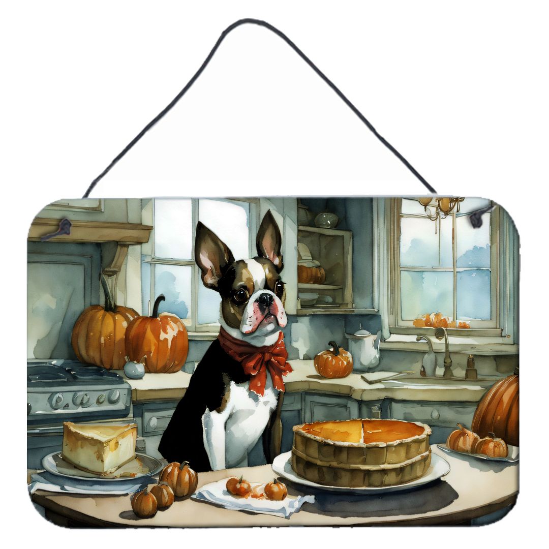 NEW Boston Terrier Fall Kitchen Pumpkins Wall or Door Hanging Prints Aluminum Metal Sign Kitchen Wall Bar Bathroom Plaque Home D