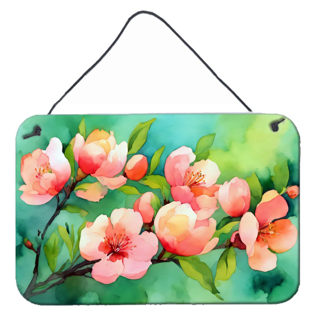 NEW Delaware Peach Blossom in Watercolor Wall or Door Hanging Prints Aluminum Metal Sign Kitchen Wall Bar Bathroom Plaque Home D