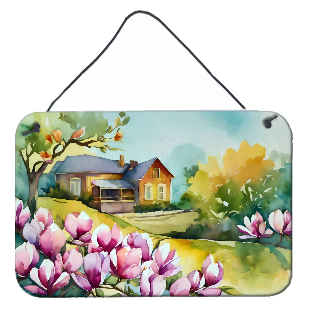 NEW Louisiana Magnolias in Watercolor Wall or Door Hanging Prints Aluminum Metal Sign Kitchen Wall Bar Bathroom Plaque Home Deco
