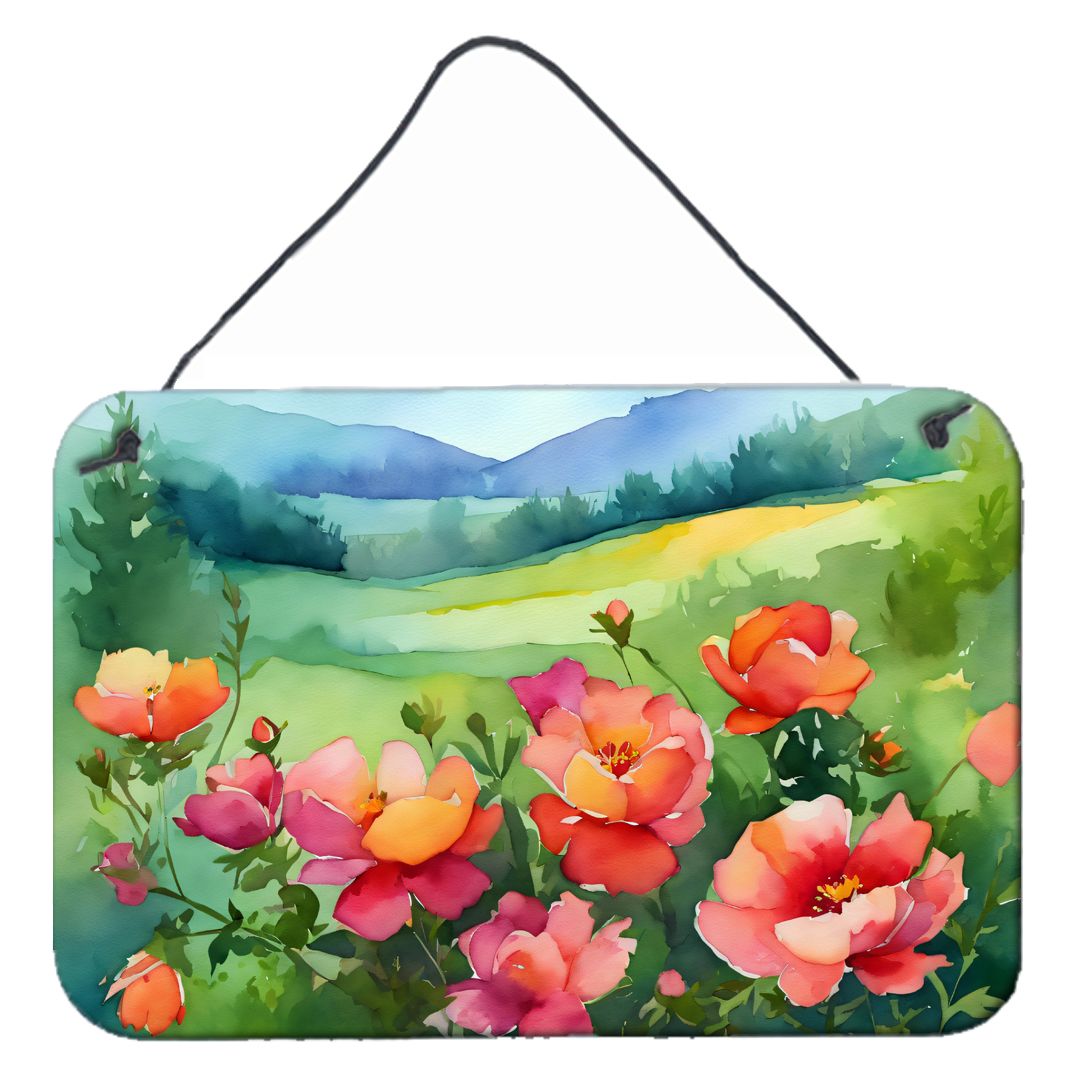 NEW Iowa Wild Prairie Roses in Watercolor Wall or Door Hanging Prints Aluminum Metal Sign Kitchen Wall Bar Bathroom Plaque Home 