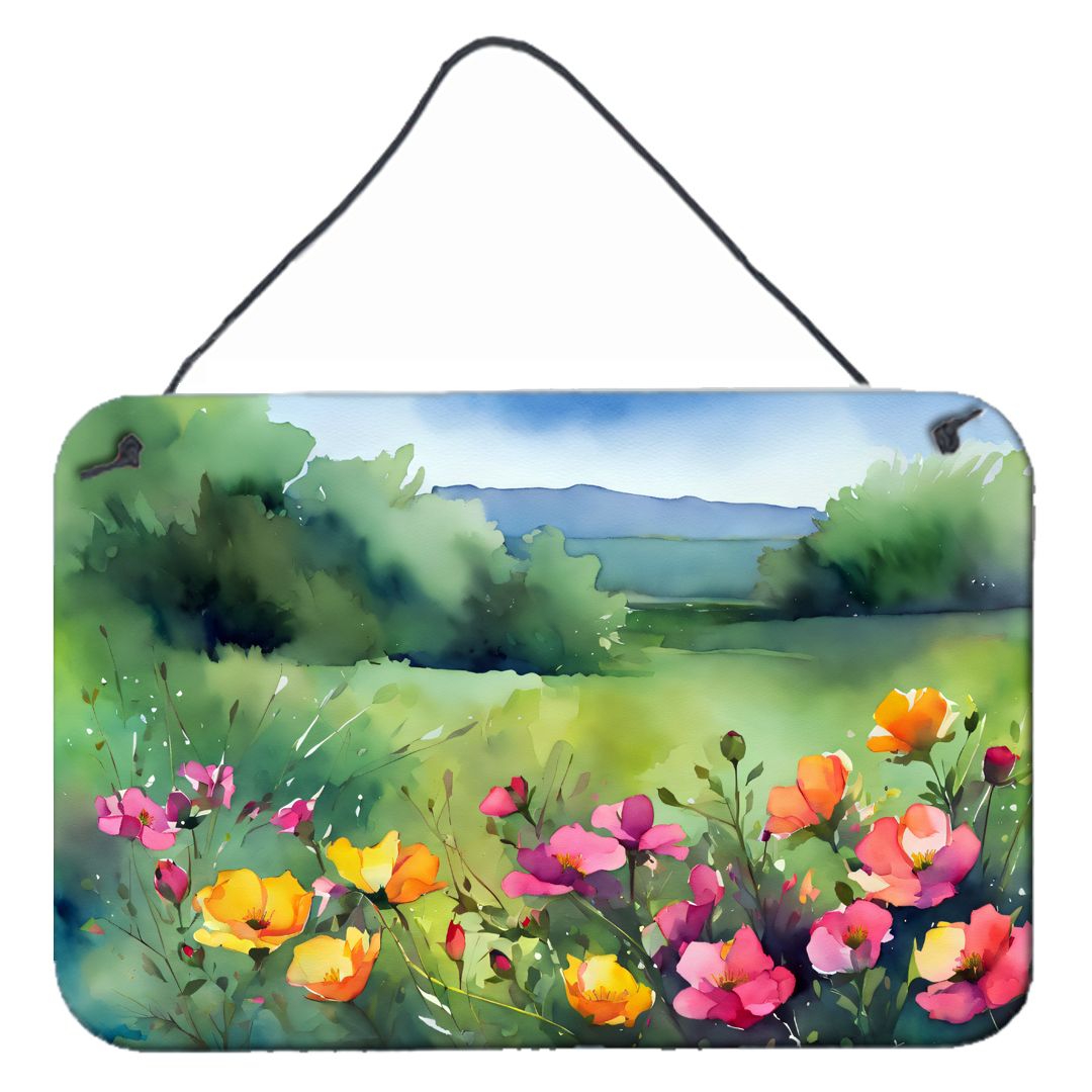 NEW North Dakota Wild Prairie Roses in Watercolor Wall or Door Hanging Prints Aluminum Metal Sign Kitchen Wall Bar Bathroom Plaq
