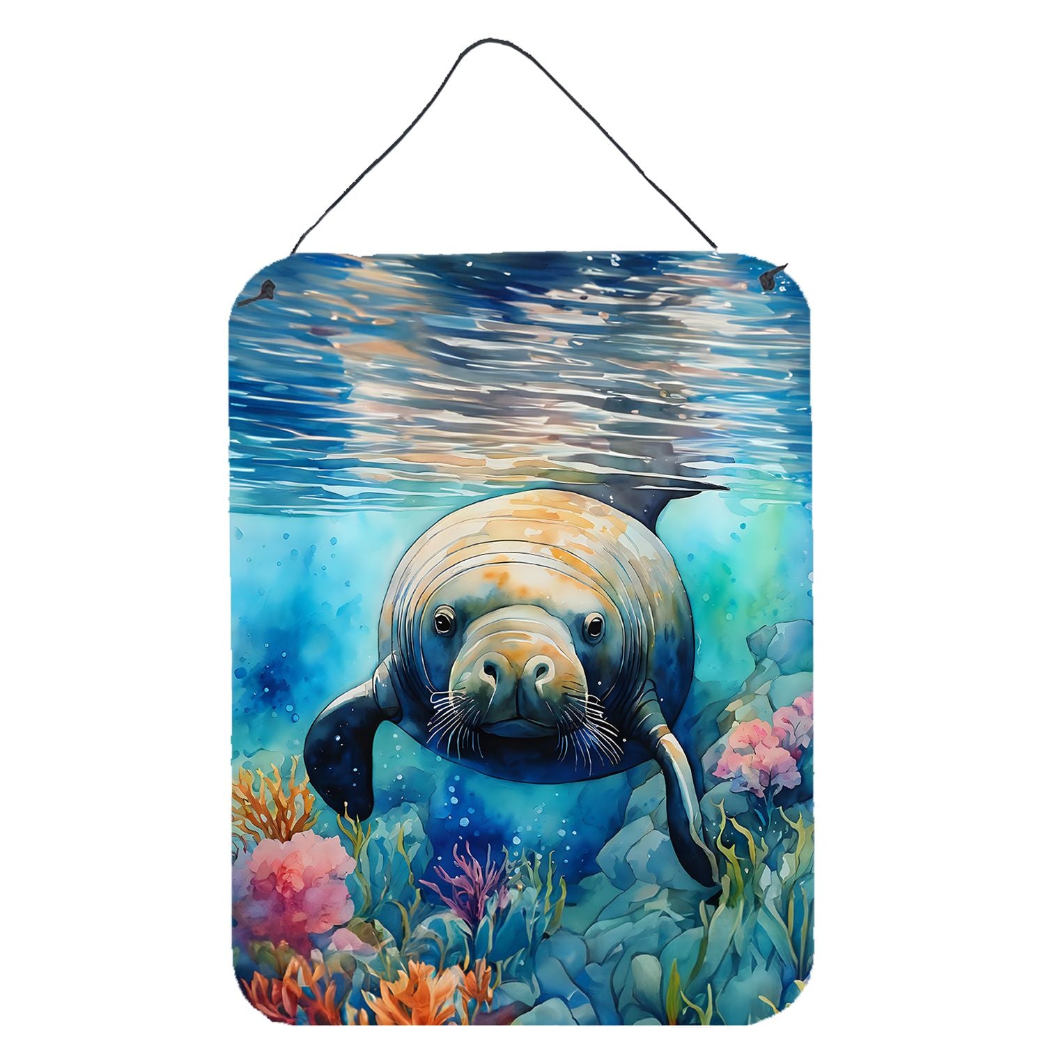 NEW Manatee Wall or Door Hanging Prints Aluminum Metal Sign Kitchen Wall Bar Bathroom Plaque Home Decor Front Door Plaque, 12x16