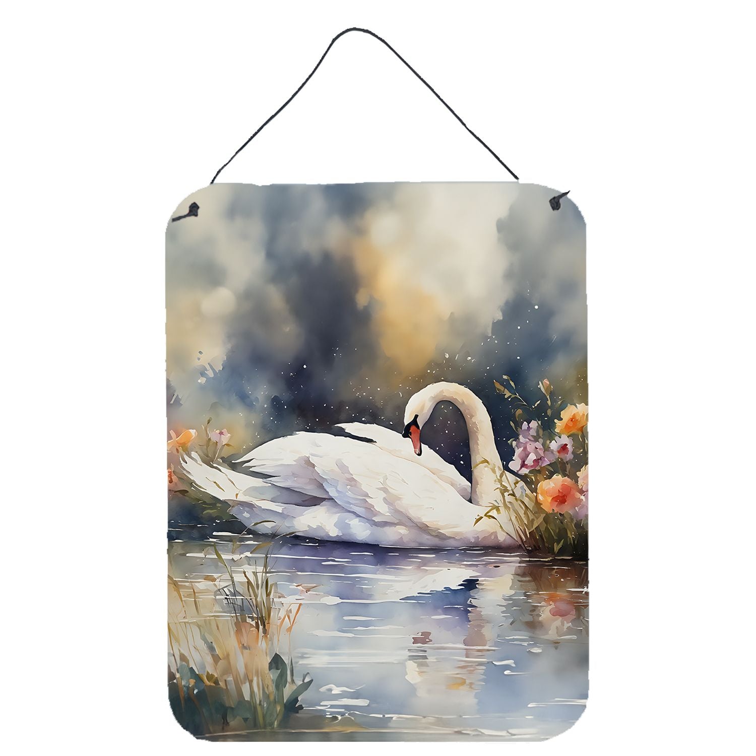NEW Swan Wall or Door Hanging Prints Aluminum Metal Sign Kitchen Wall Bar Bathroom Plaque Home Decor Front Door Plaque, 12x16, M