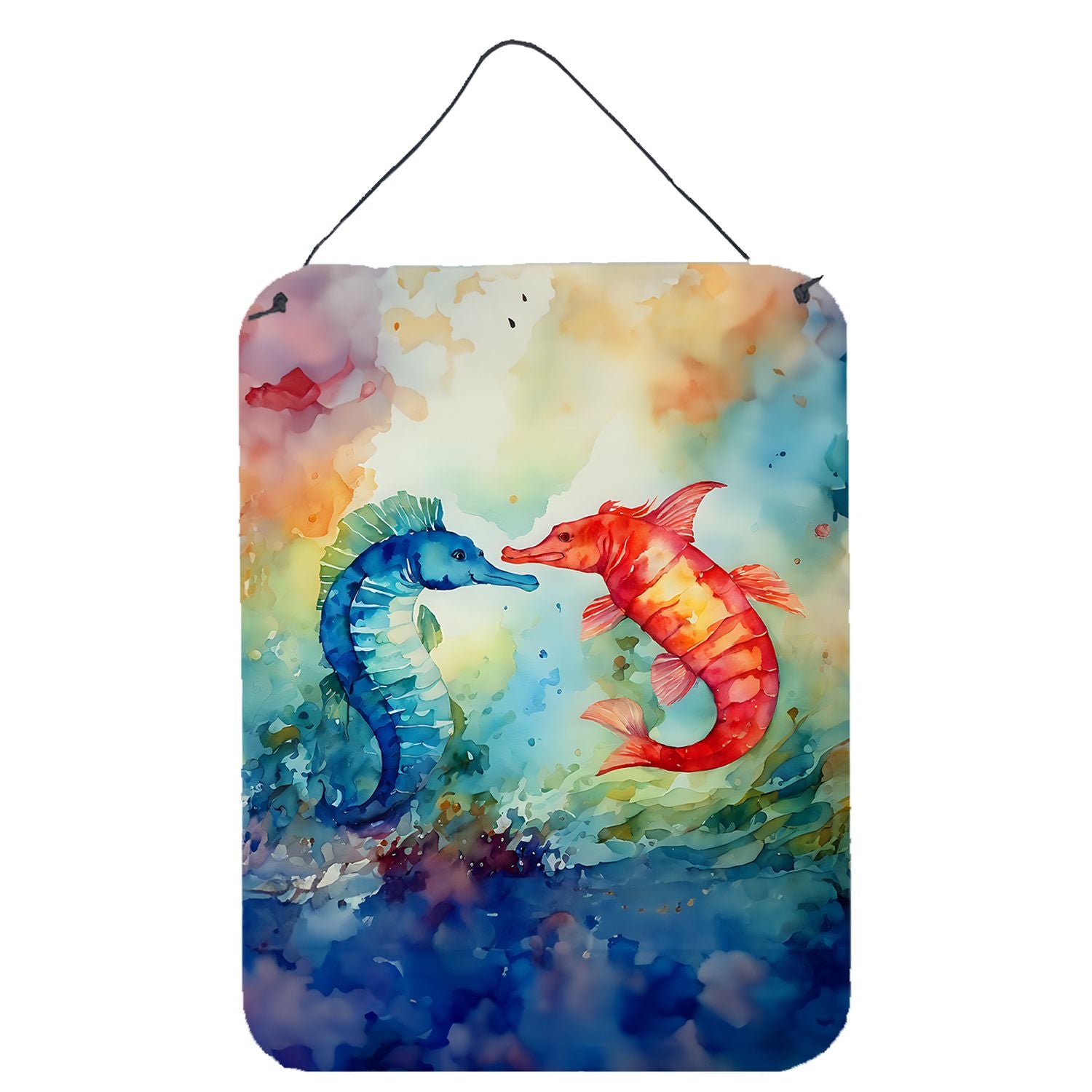 NEW Seahorses Wall or Door Hanging Prints Aluminum Metal Sign Kitchen Wall Bar Bathroom Plaque Home Decor Front Door Plaque, 12x