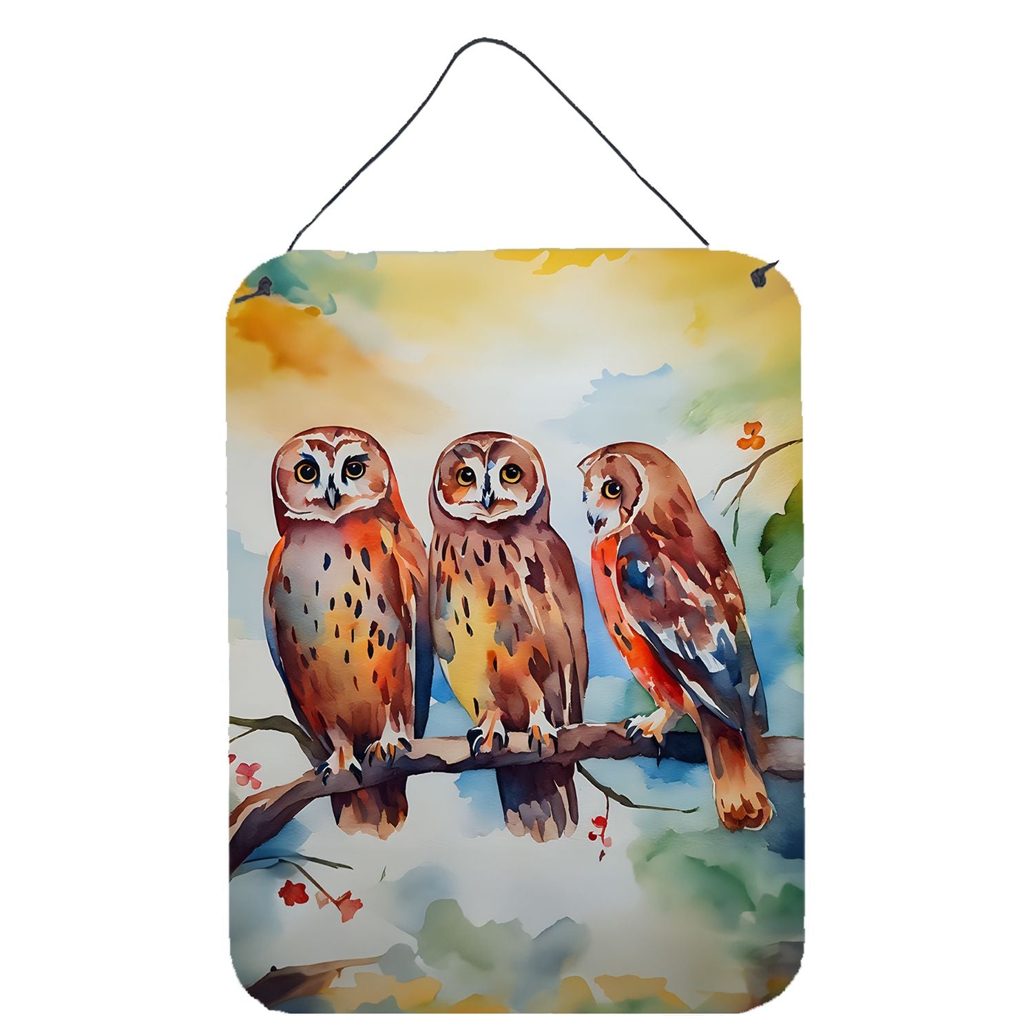 NEW Owls Wall or Door Hanging Prints Aluminum Metal Sign Kitchen Wall Bar Bathroom Plaque Home Decor Front Door Plaque, 12x16, M