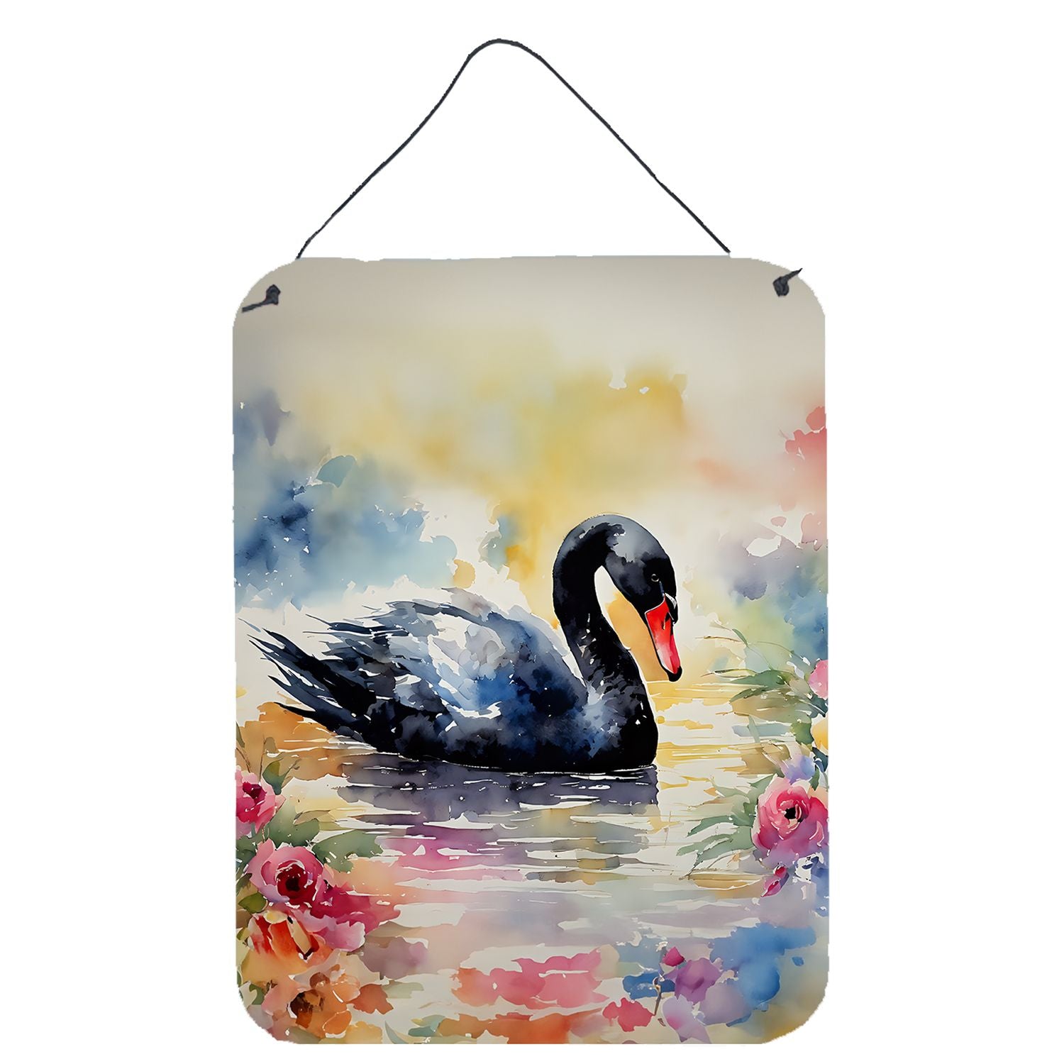 NEW Black Swan Wall or Door Hanging Prints Aluminum Metal Sign Kitchen Wall Bar Bathroom Plaque Home Decor Front Door Plaque, 12