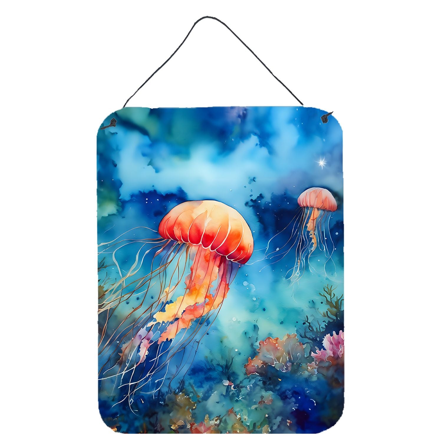 NEW Jellyfish Wall or Door Hanging Prints Aluminum Metal Sign Kitchen Wall Bar Bathroom Plaque Home Decor Front Door Plaque, 12x