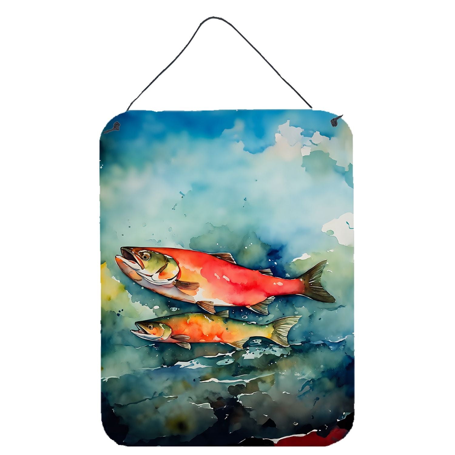 NEW Salmon Wall or Door Hanging Prints Aluminum Metal Sign Kitchen Wall Bar Bathroom Plaque Home Decor Front Door Plaque, 12x16,