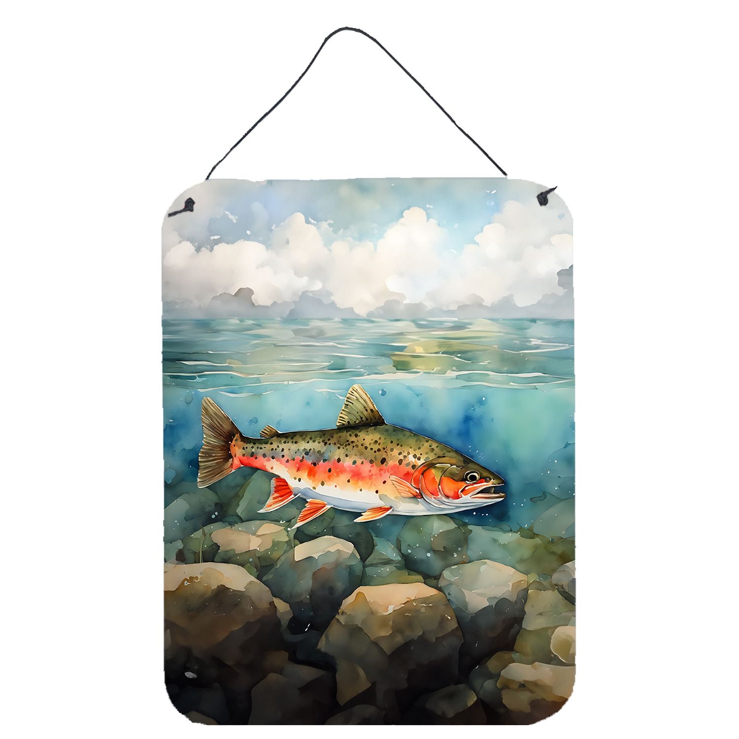 NEW Brook Trout Wall or Door Hanging Prints Aluminum Metal Sign Kitchen Wall Bar Bathroom Plaque Home Decor Front Door Plaque, 1