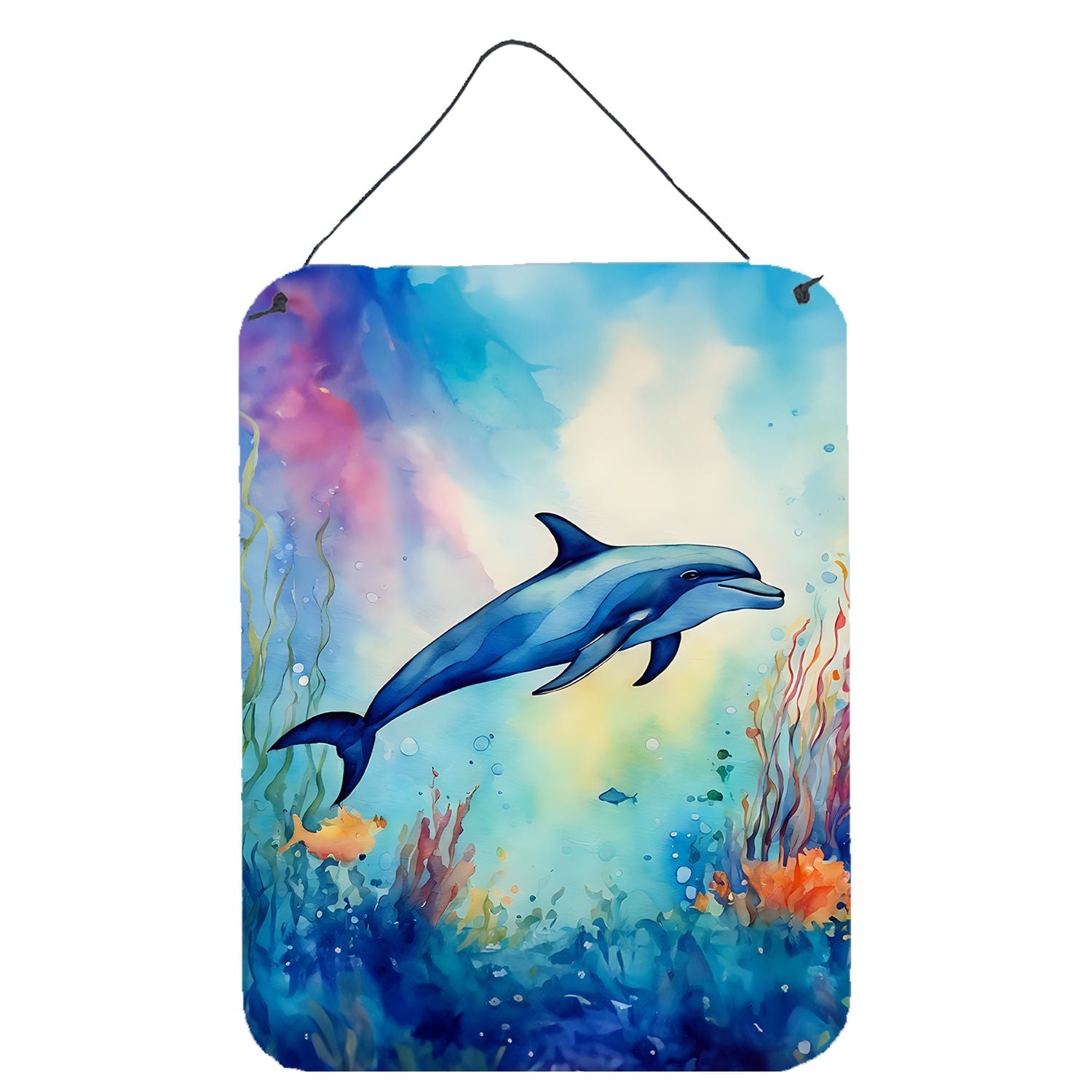 NEW Dolphin Wall or Door Hanging Prints Aluminum Metal Sign Kitchen Wall Bar Bathroom Plaque Home Decor Front Door Plaque, 12x16