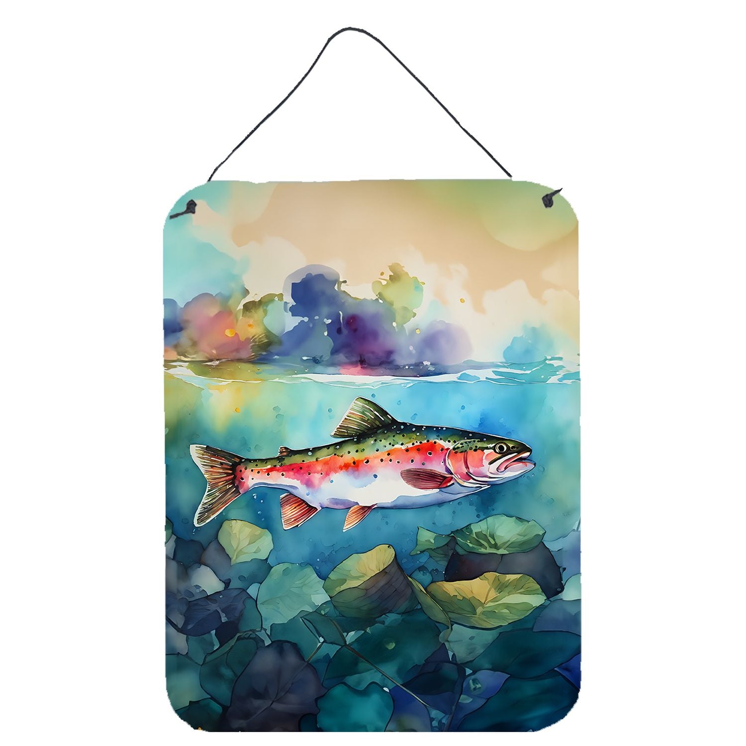 NEW Rainbow Trout Wall or Door Hanging Prints Aluminum Metal Sign Kitchen Wall Bar Bathroom Plaque Home Decor Front Door Plaque,