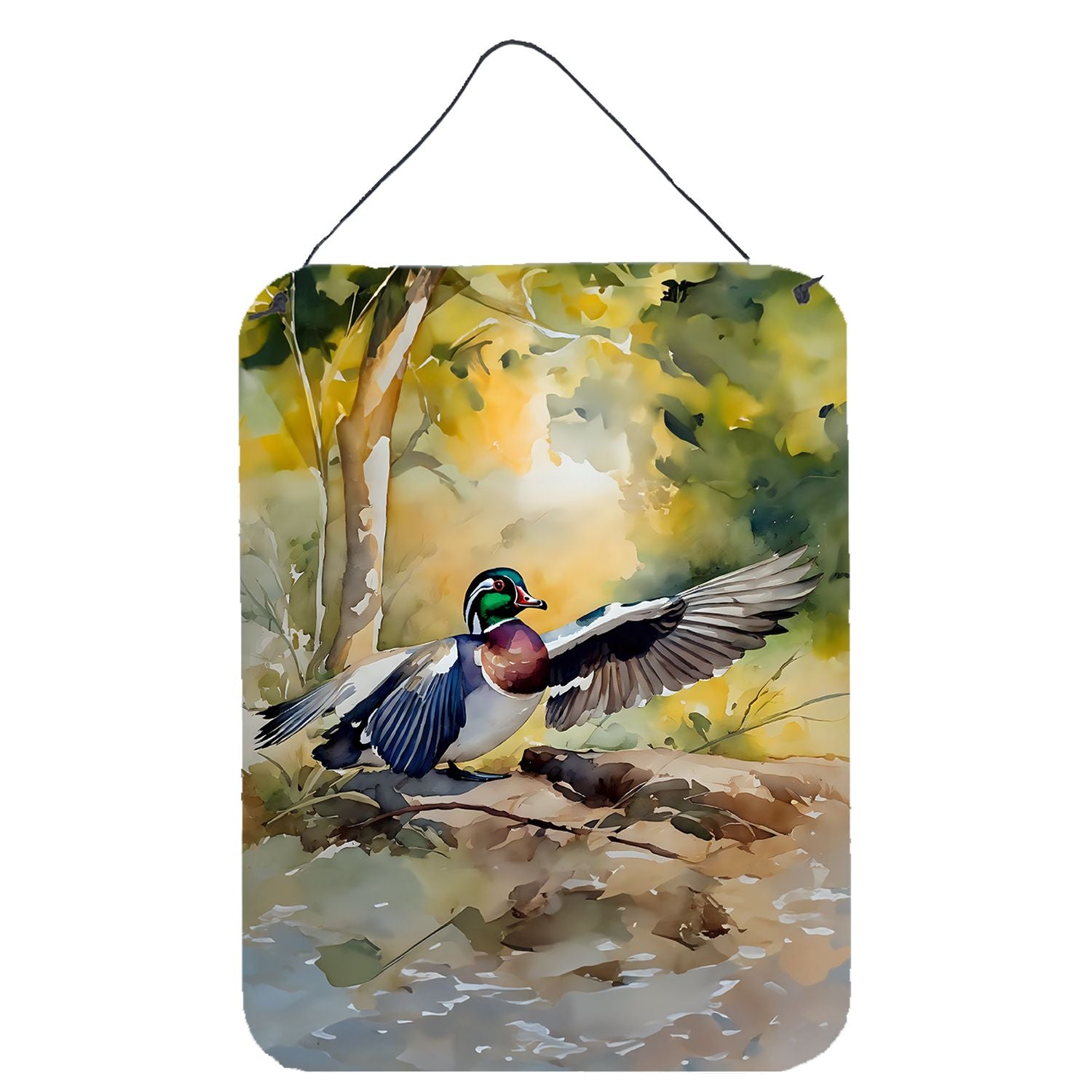 NEW Wood Duck Wall or Door Hanging Prints Aluminum Metal Sign Kitchen Wall Bar Bathroom Plaque Home Decor Front Door Plaque, 12x