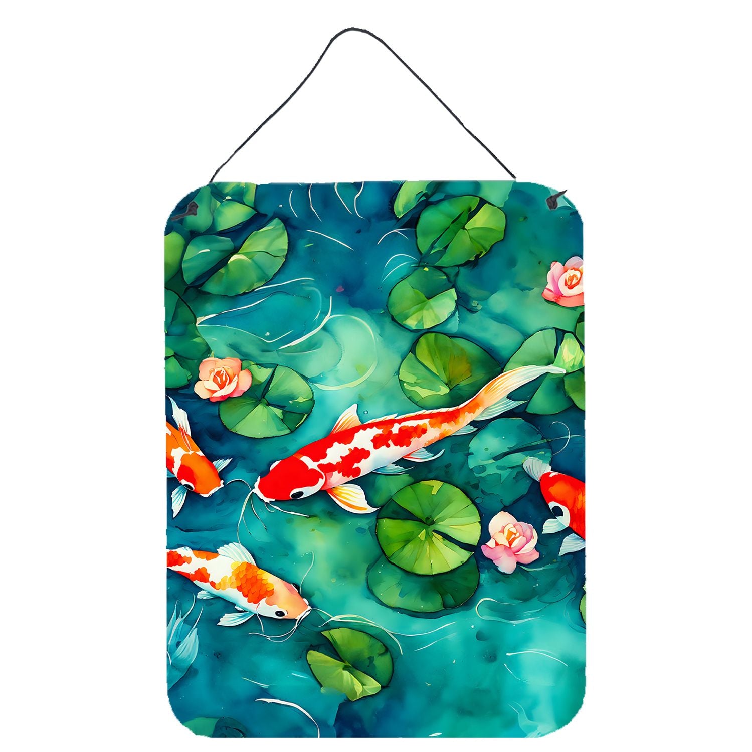 NEW Koi Fish Wall or Door Hanging Prints Aluminum Metal Sign Kitchen Wall Bar Bathroom Plaque Home Decor Front Door Plaque, 12x1