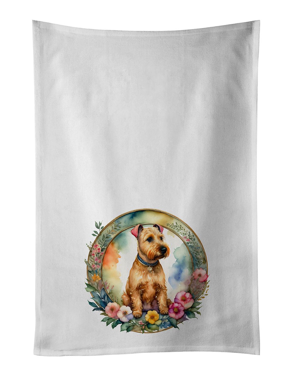 Lakeland Terrier and Flowers Kitchen Towel Set of 2 White Dish Towels Decorative Bathroom Hand towel for Hand, Face, Hair, Yoga,