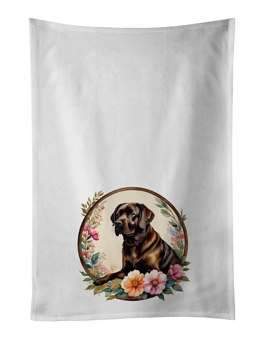 Chocolate Labrador Retriever and Flowers Kitchen Towel Set of 2 White Dish Towels Decorative Bathroom Hand towel for Hand, Face,