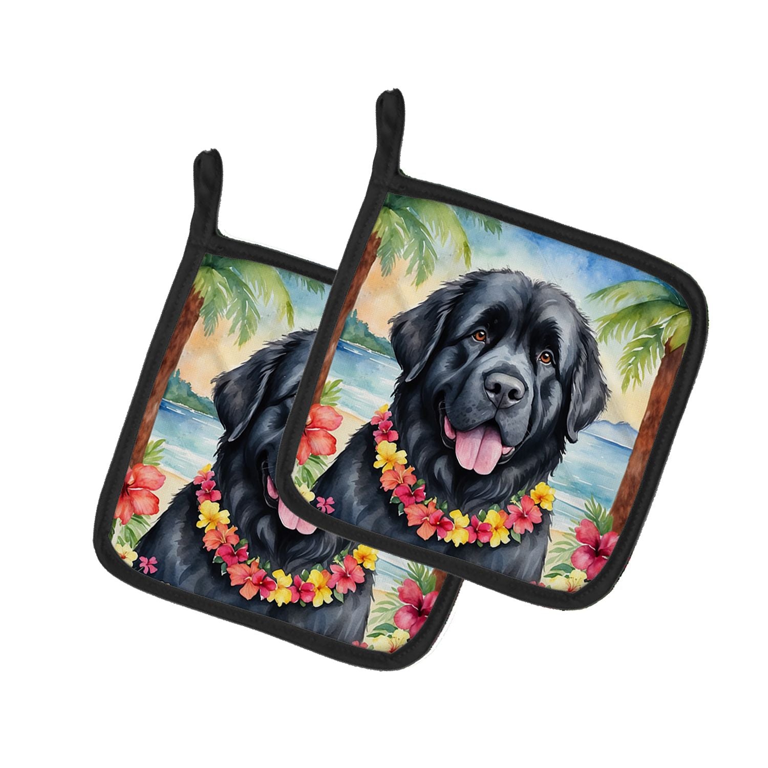 Newfoundland Luau Pair of Pot Holders Kitchen Heat Resistant Pot Holders Sets Oven Hot Pads for Cooking Baking BBQ, 7 1/2 x 7 1/