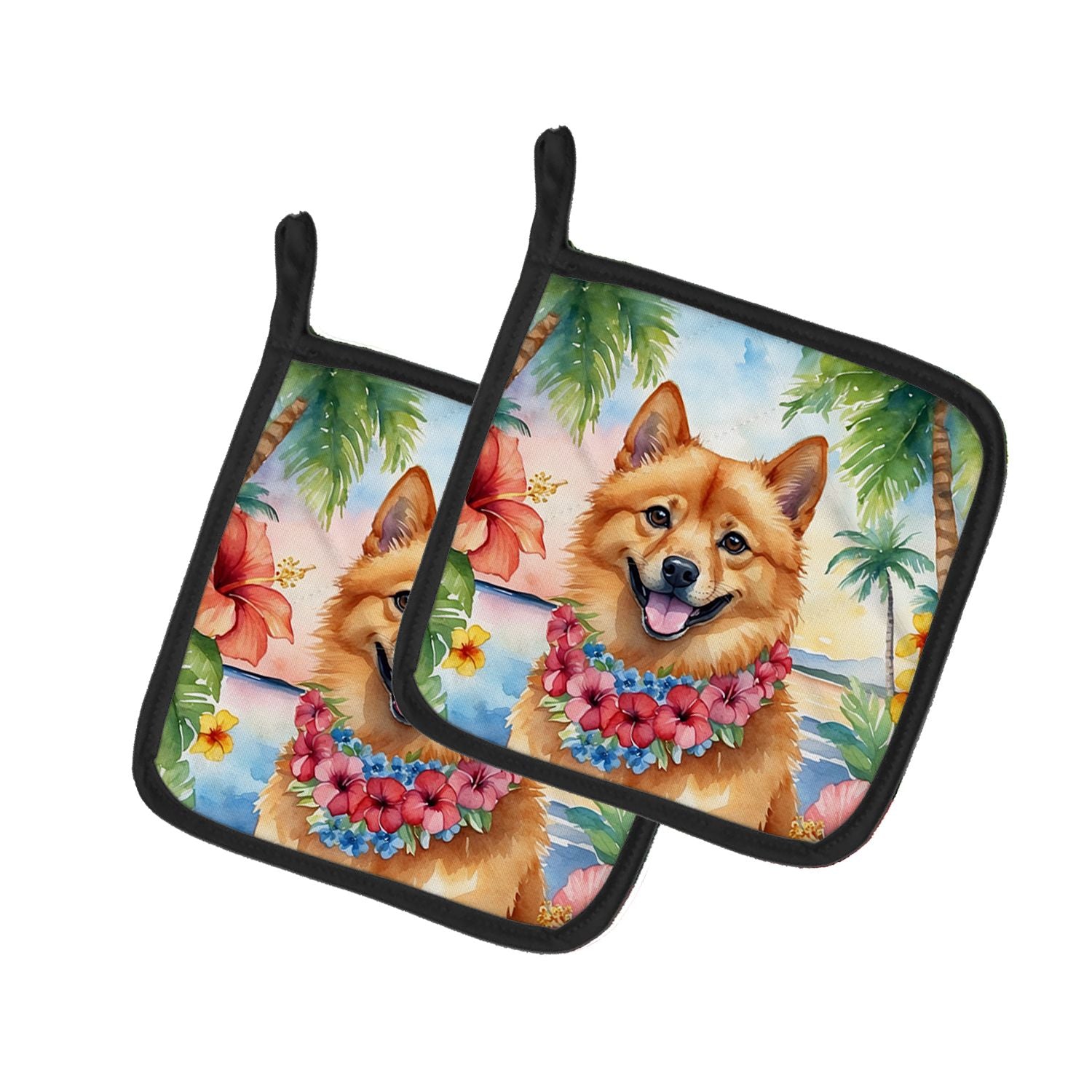 Finnish Spitz Luau Pair of Pot Holders Kitchen Heat Resistant Pot Holders Sets Oven Hot Pads for Cooking Baking BBQ, 7 1/2 x 7 1