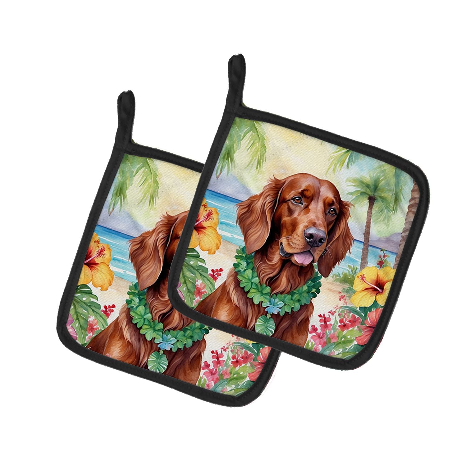 Irish Setter Luau Pair of Pot Holders Kitchen Heat Resistant Pot Holders Sets Oven Hot Pads for Cooking Baking BBQ, 7 1/2 x 7 1/