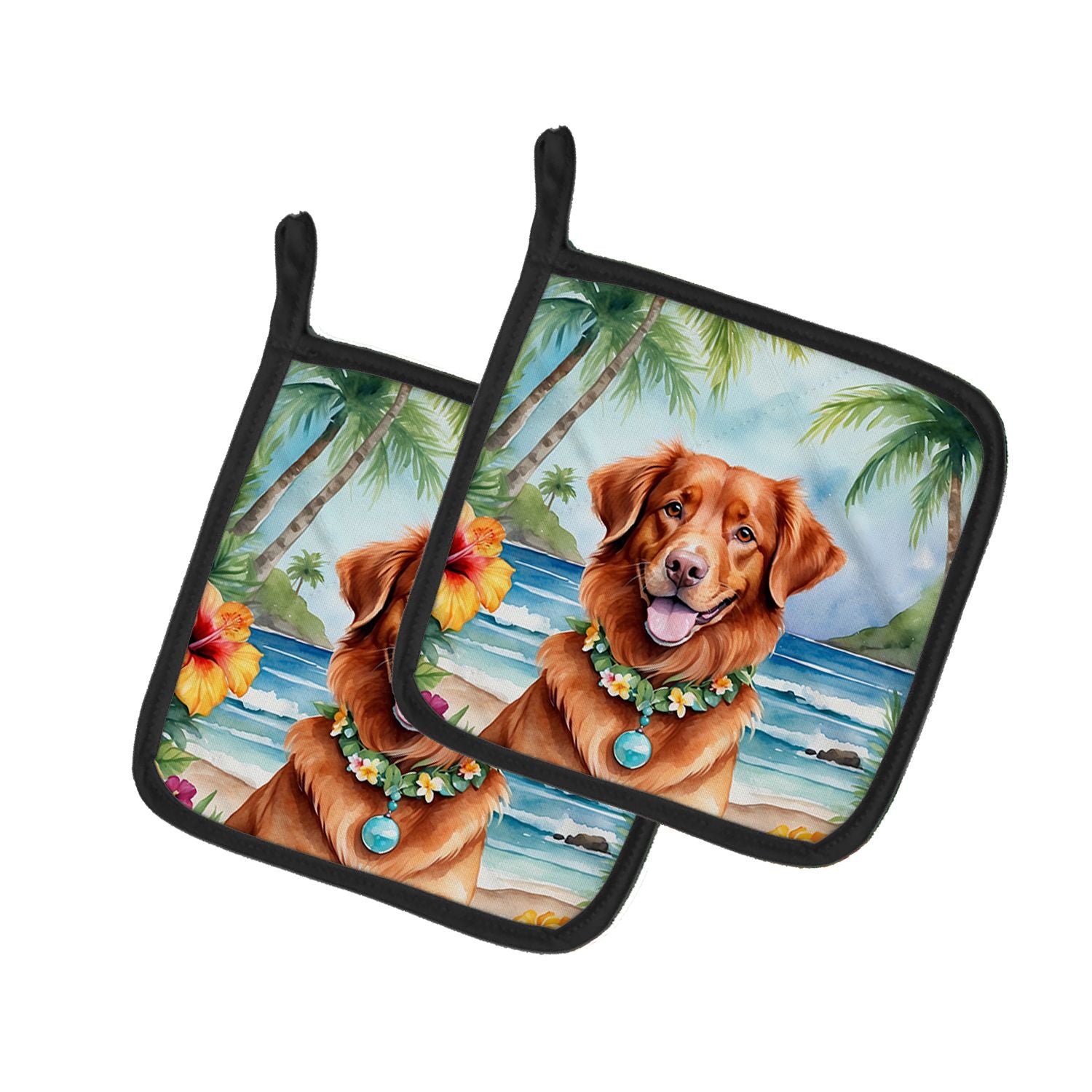Nova Scotia Duck Tolling Retriever Luau Pair of Pot Holders Kitchen Heat Resistant Pot Holders Sets Oven Hot Pads for Cooking Ba