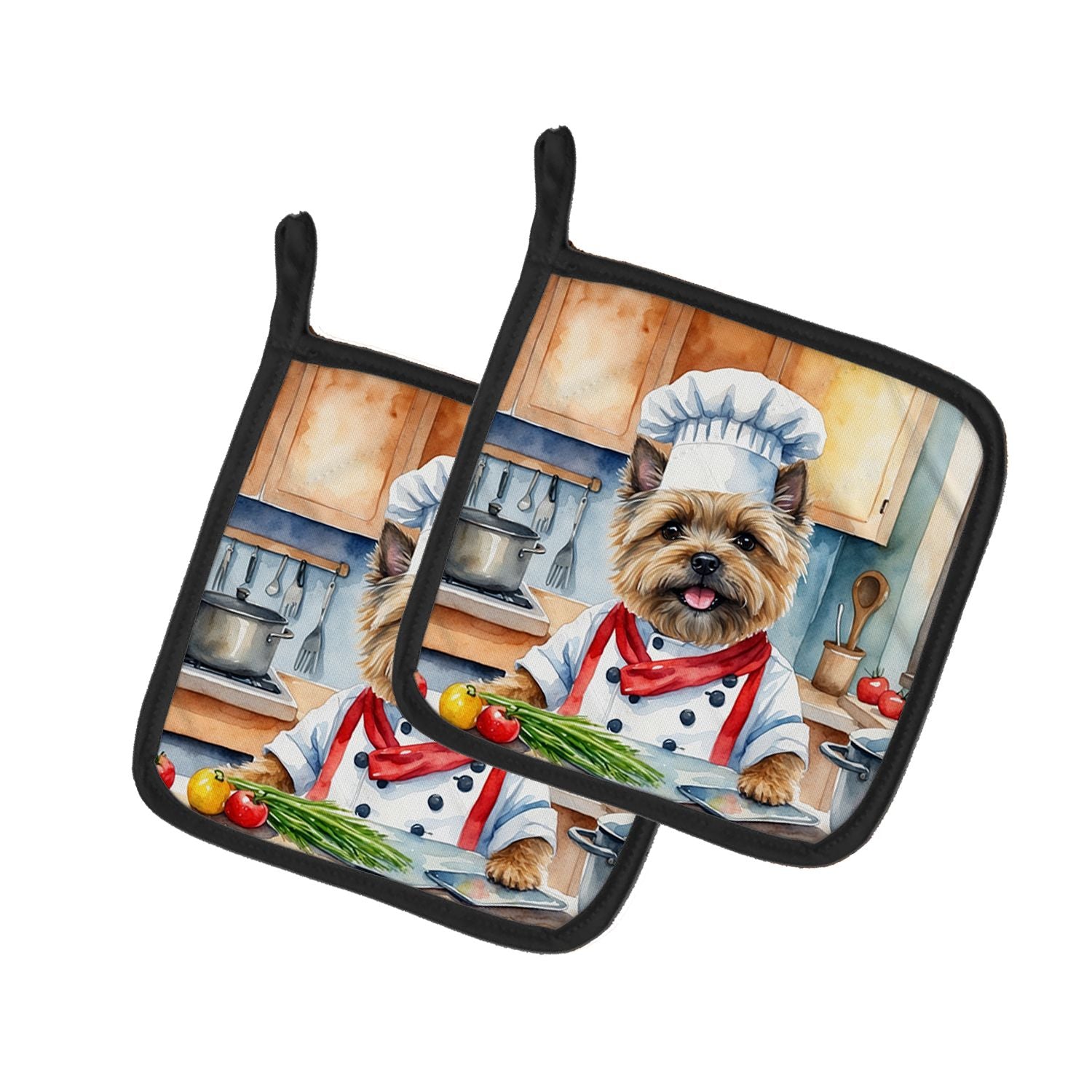 Cairn Terrier The Chef Pair of Pot Holders Kitchen Heat Resistant Pot Holders Sets Oven Hot Pads for Cooking Baking BBQ, 7 1/2 x