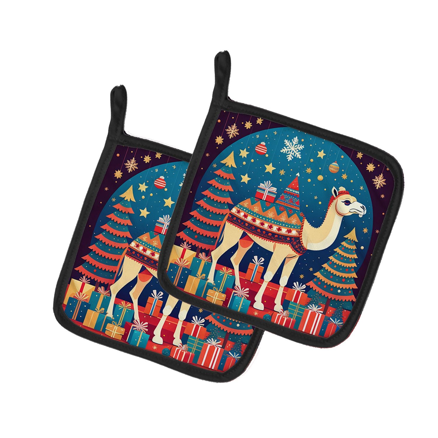 NEW Camel Christmas Pair of Pot Holders Kitchen Heat Resistant Pot Holders Sets Oven Hot Pads for Cooking Baking BBQ, 7 1/2 x 7 