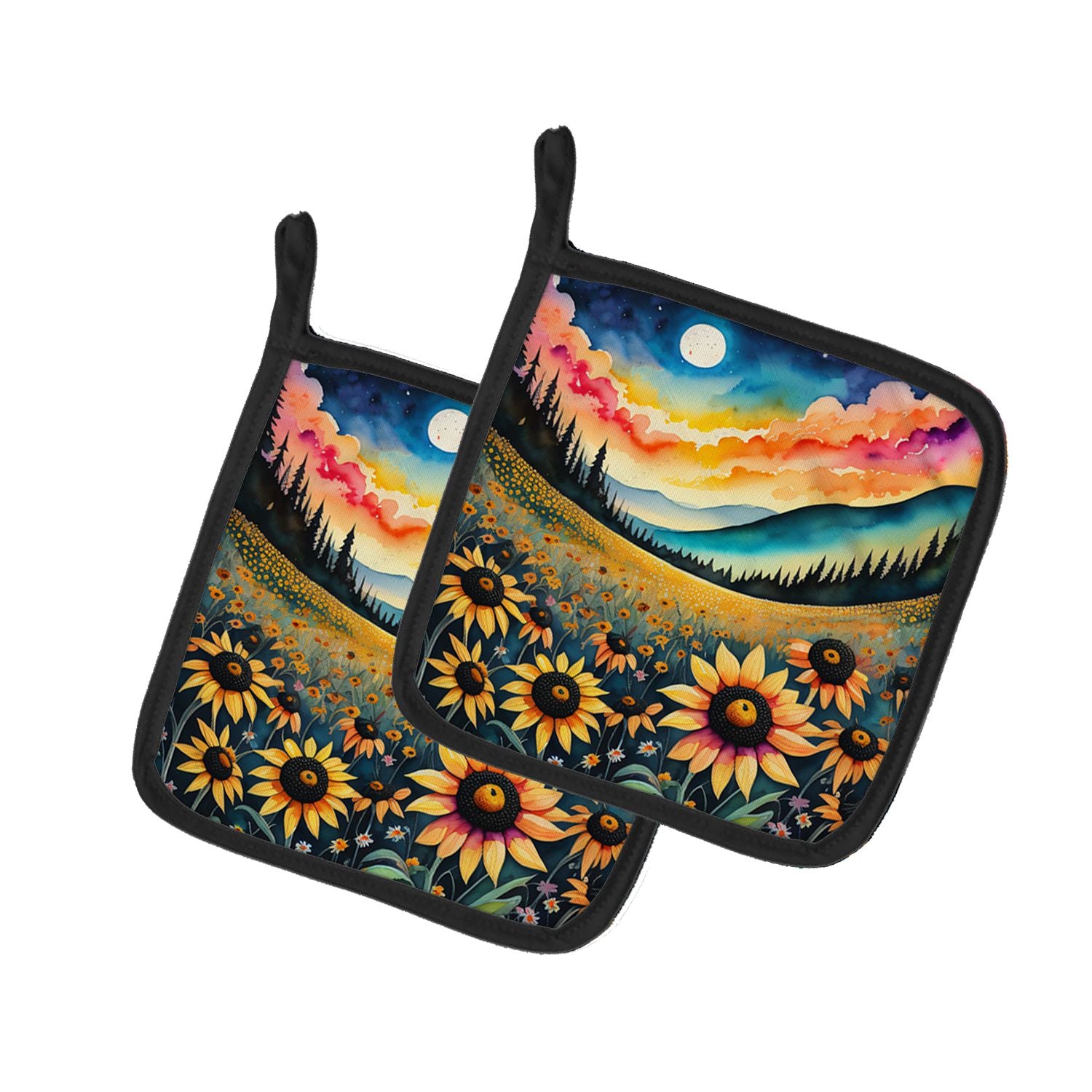 Colorful Black-eyed Susans Pair of Pot Holders Kitchen Heat Resistant Pot Holders Sets Oven Hot Pads for Cooking Baking BBQ, 7 1