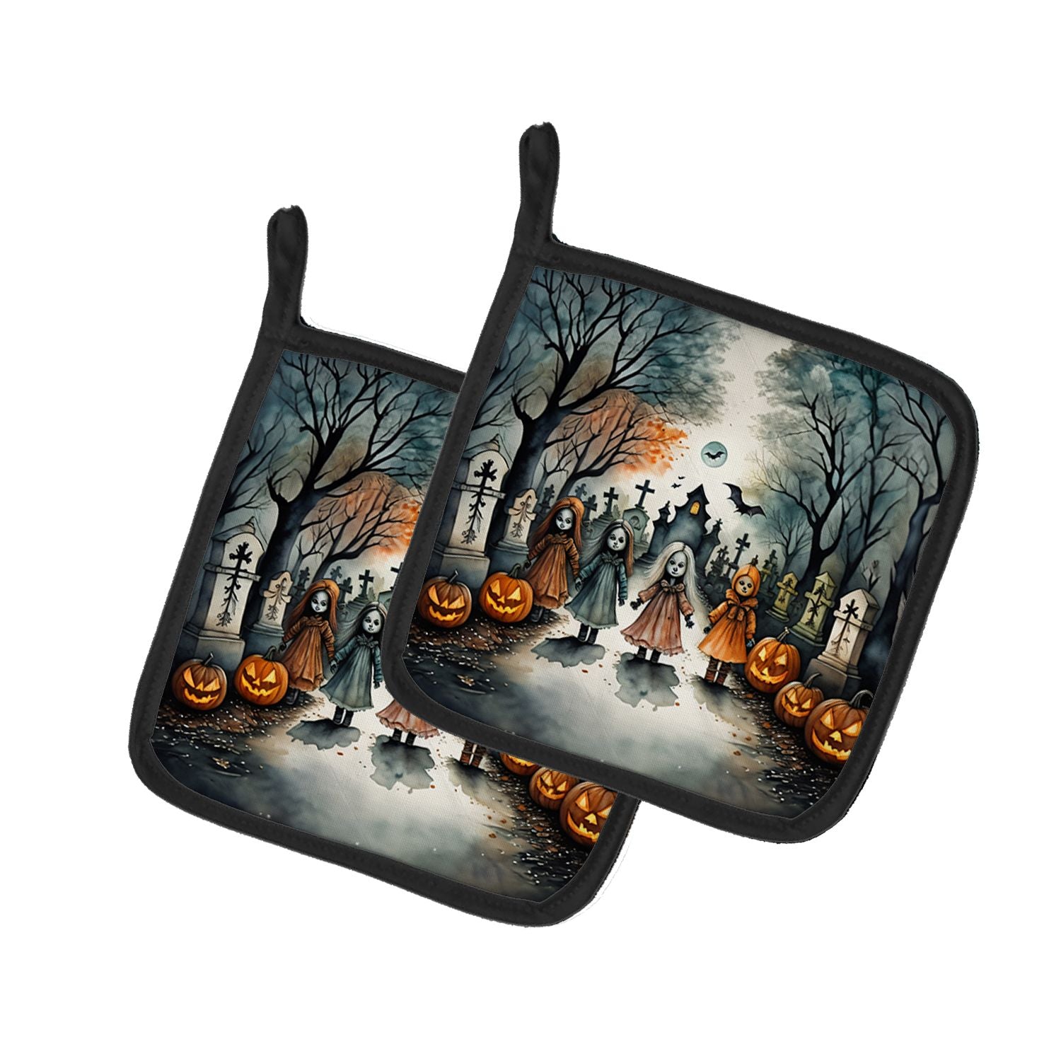 Creepy Dolls Spooky Halloween Pair of Pot Holders Kitchen Heat Resistant Pot Holders Sets Oven Hot Pads for Cooking Baking BBQ, 