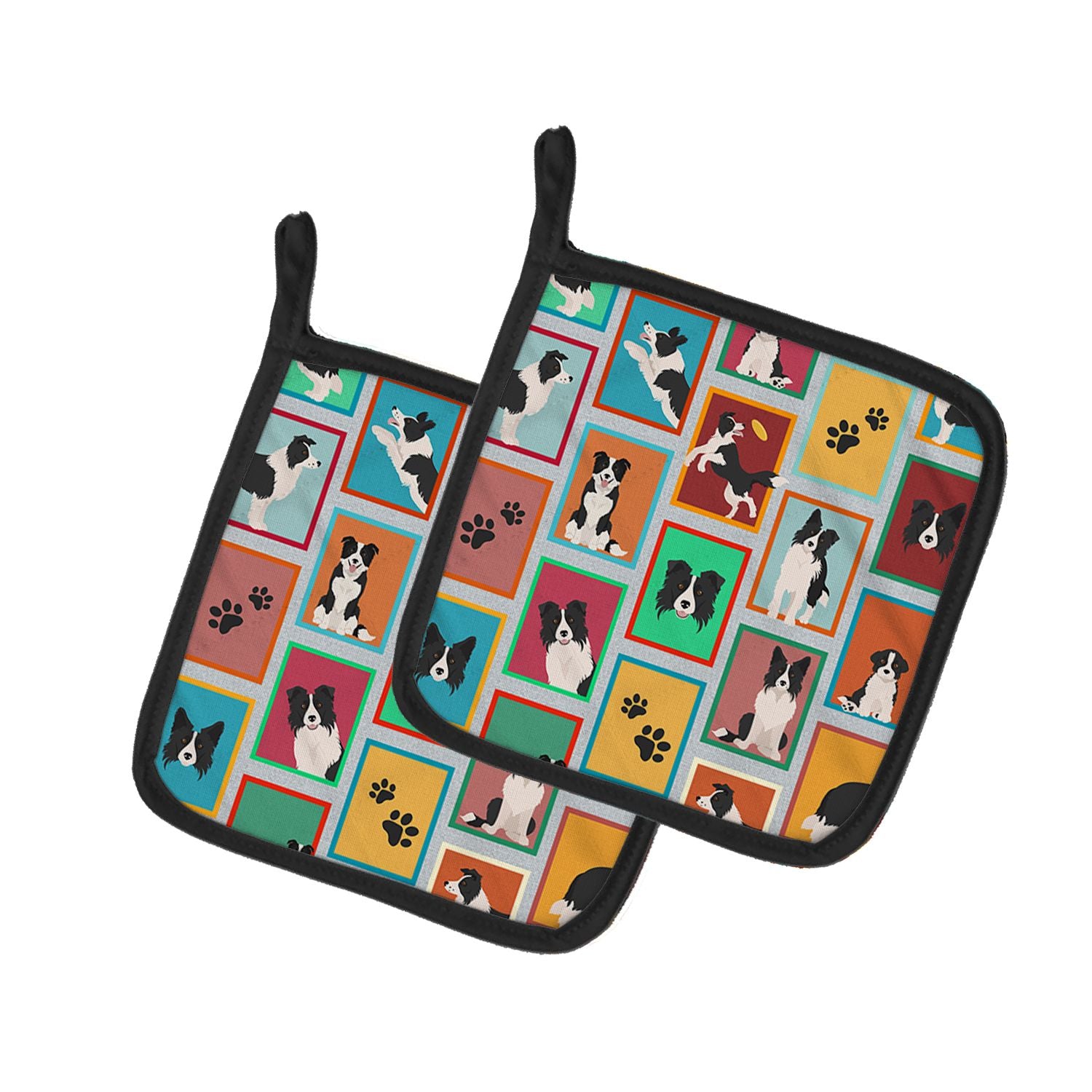 Lots of Border Collie Pair of Pot Holders Kitchen Heat Resistant Pot Holders Sets Oven Hot Pads for Cooking Baking BBQ, 7 1/2 x 