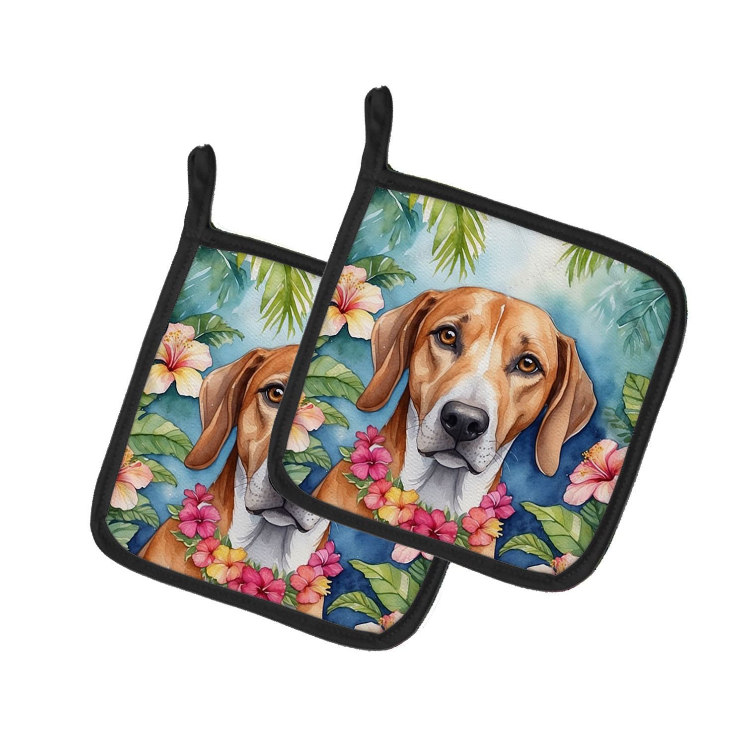 American Foxhound Luau Pair of Pot Holders Kitchen Heat Resistant Pot Holders Sets Oven Hot Pads for Cooking Baking BBQ, 7 1/2 x