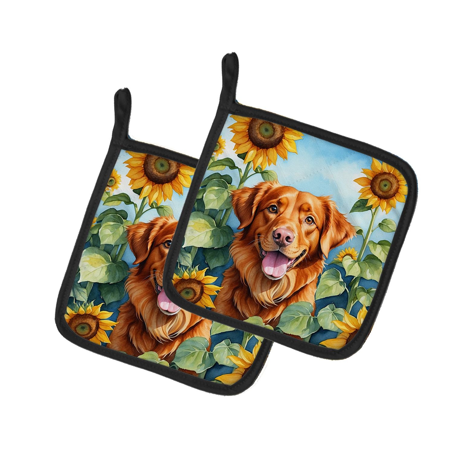 Nova Scotia Duck Toller in Sunflowers Pair of Pot Holders Kitchen Heat Resistant Pot Holders Sets Oven Hot Pads for Cooking Baki
