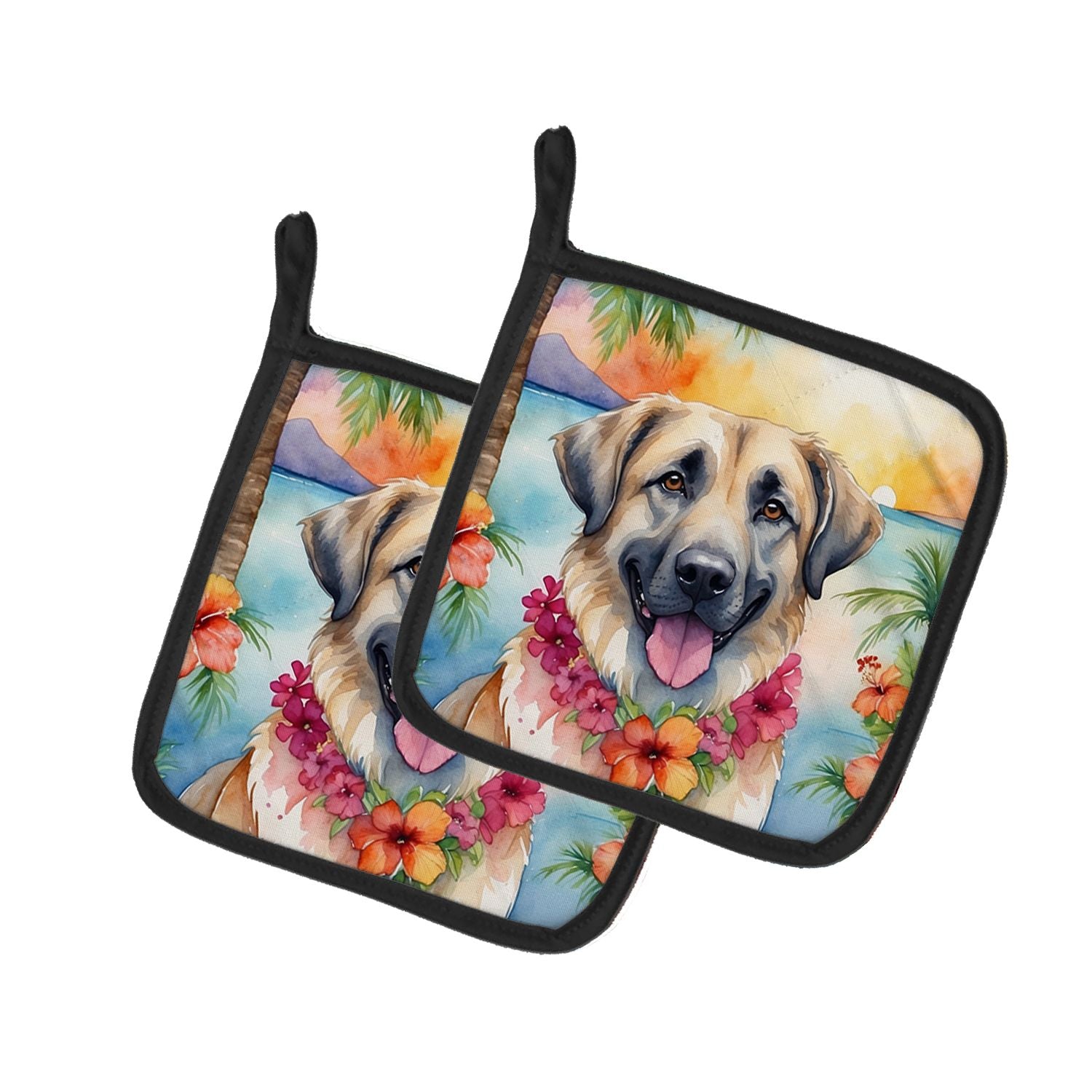 Anatolian Shepherd Luau Pair of Pot Holders Kitchen Heat Resistant Pot Holders Sets Oven Hot Pads for Cooking Baking BBQ, 7 1/2 
