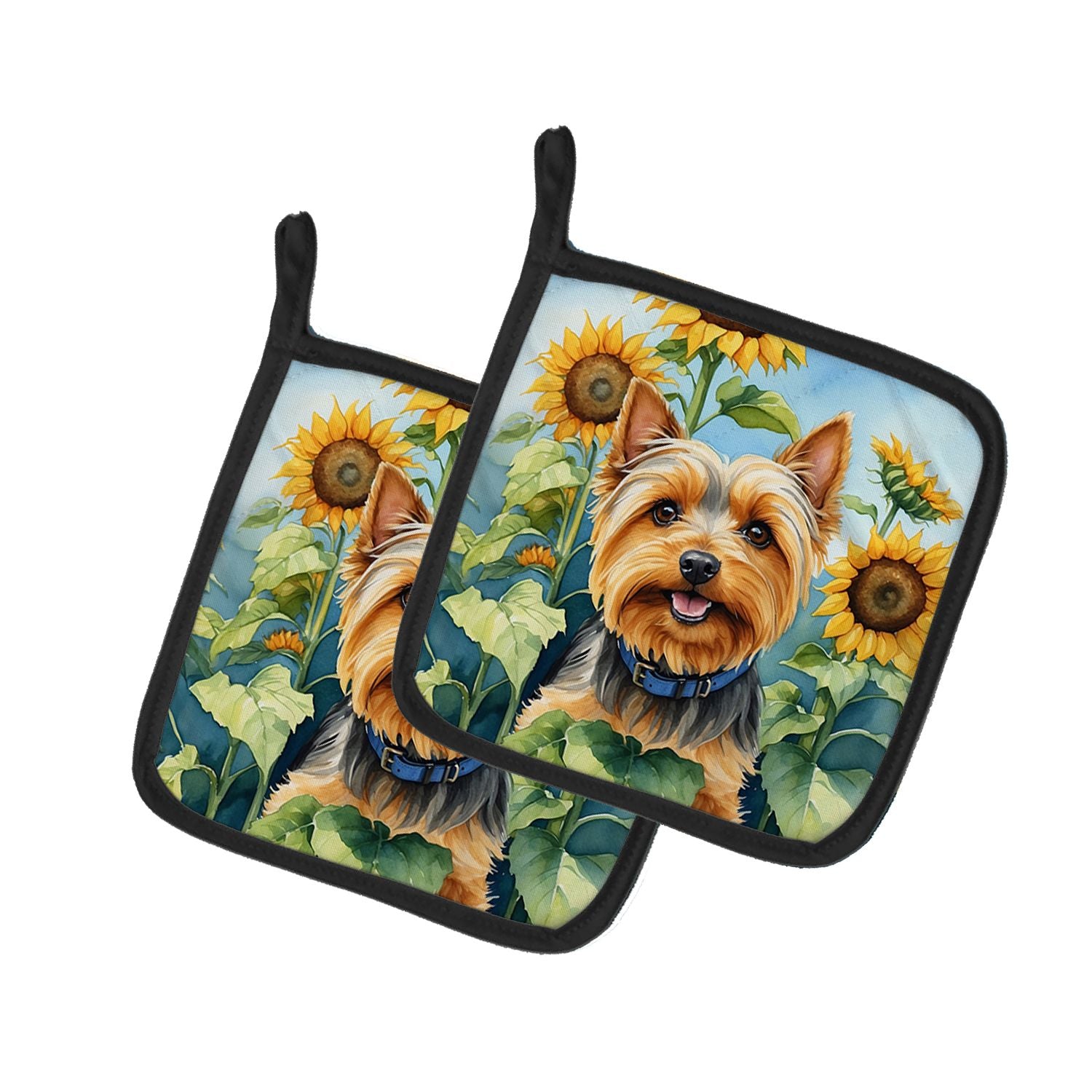 Silky Terrier in Sunflowers Pair of Pot Holders Kitchen Heat Resistant Pot Holders Sets Oven Hot Pads for Cooking Baking BBQ, 7 