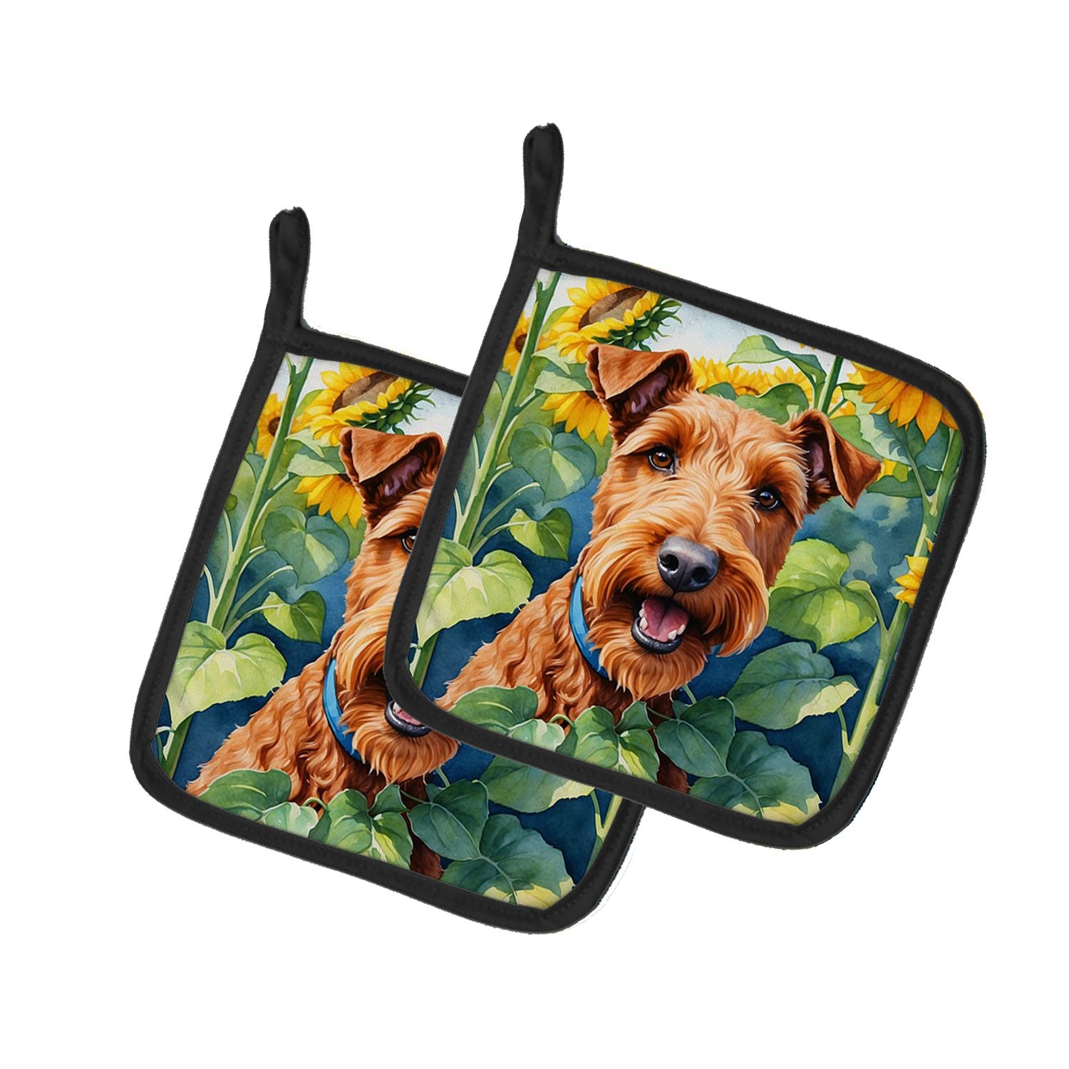 Irish Terrier in Sunflowers Pair of Pot Holders Kitchen Heat Resistant Pot Holders Sets Oven Hot Pads for Cooking Baking BBQ, 7 