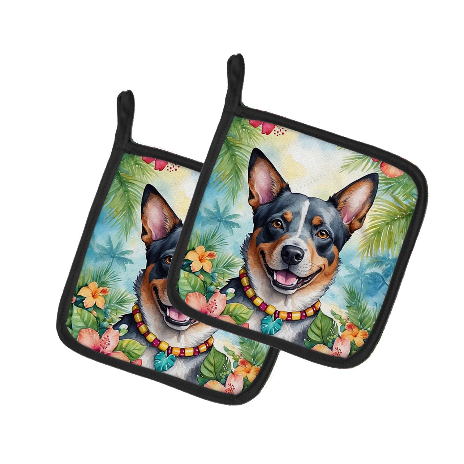 Australian Cattle Dog Luau Pair of Pot Holders Kitchen Heat Resistant Pot Holders Sets Oven Hot Pads for Cooking Baking BBQ, 7 1