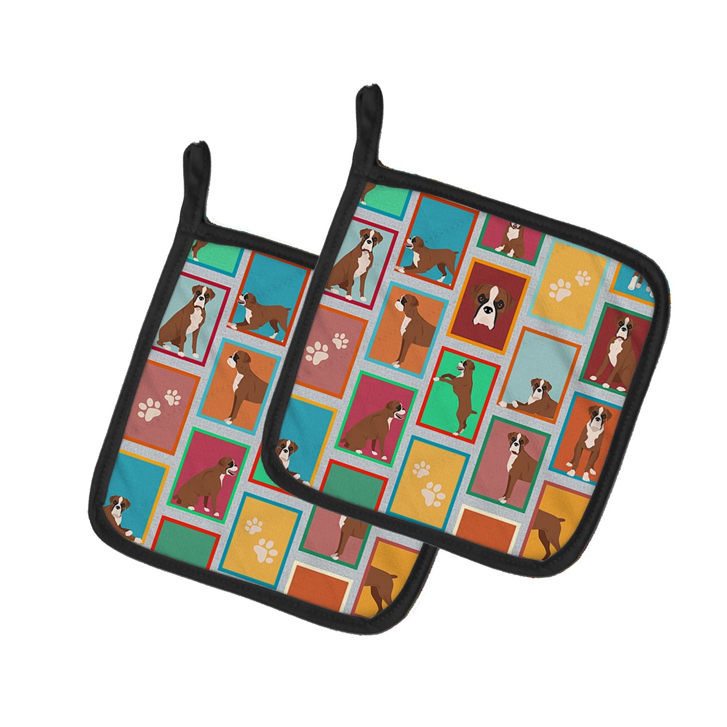 Lots of Flashy Fawn Boxer Pair of Pot Holders Kitchen Heat Resistant Pot Holders Sets Oven Hot Pads for Cooking Baking BBQ, 7 1/