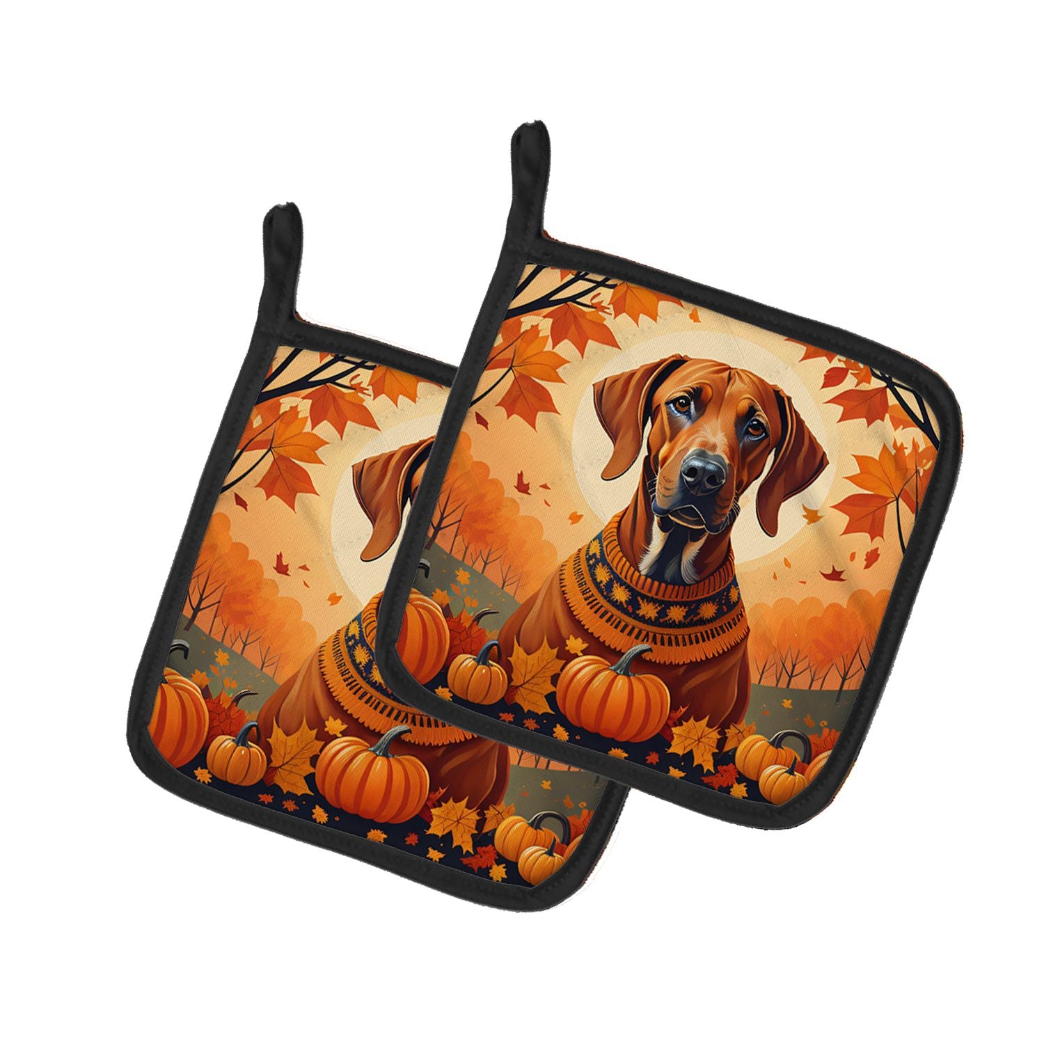 Rhodesian Ridgeback Fall Pair of Pot Holders Kitchen Heat Resistant Pot Holders Sets Oven Hot Pads for Cooking Baking BBQ, 7 1/2