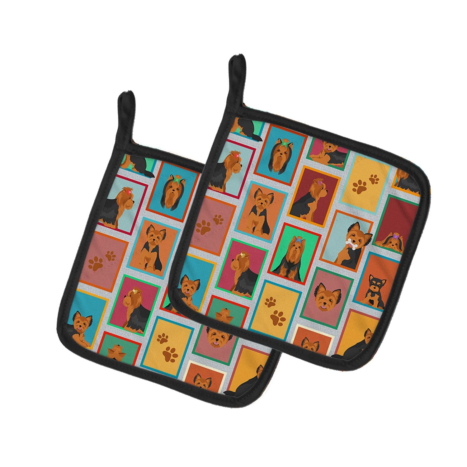 Lots of Black and Tan Yorkie Pair of Pot Holders Kitchen Heat Resistant Pot Holders Sets Oven Hot Pads for Cooking Baking BBQ, 7