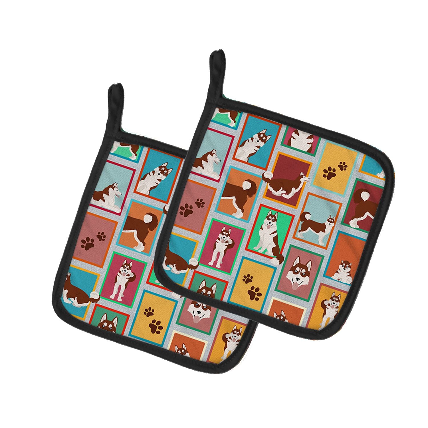 Lots of Red Siberian Husky Pair of Pot Holders Kitchen Heat Resistant Pot Holders Sets Oven Hot Pads for Cooking Baking BBQ, 7 1
