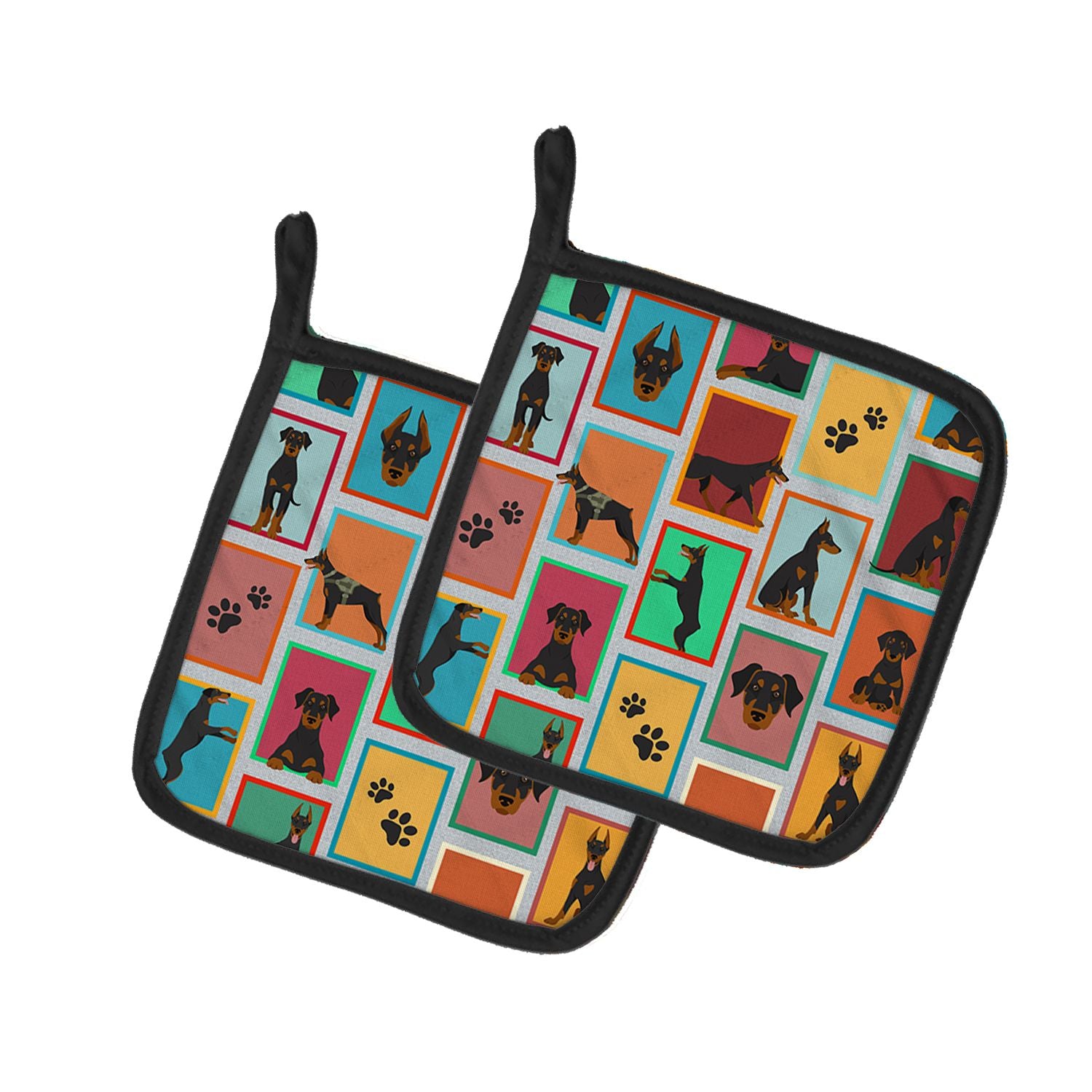 Lots of Doberman Pinscher Pair of Pot Holders Kitchen Heat Resistant Pot Holders Sets Oven Hot Pads for Cooking Baking BBQ, 7 1/